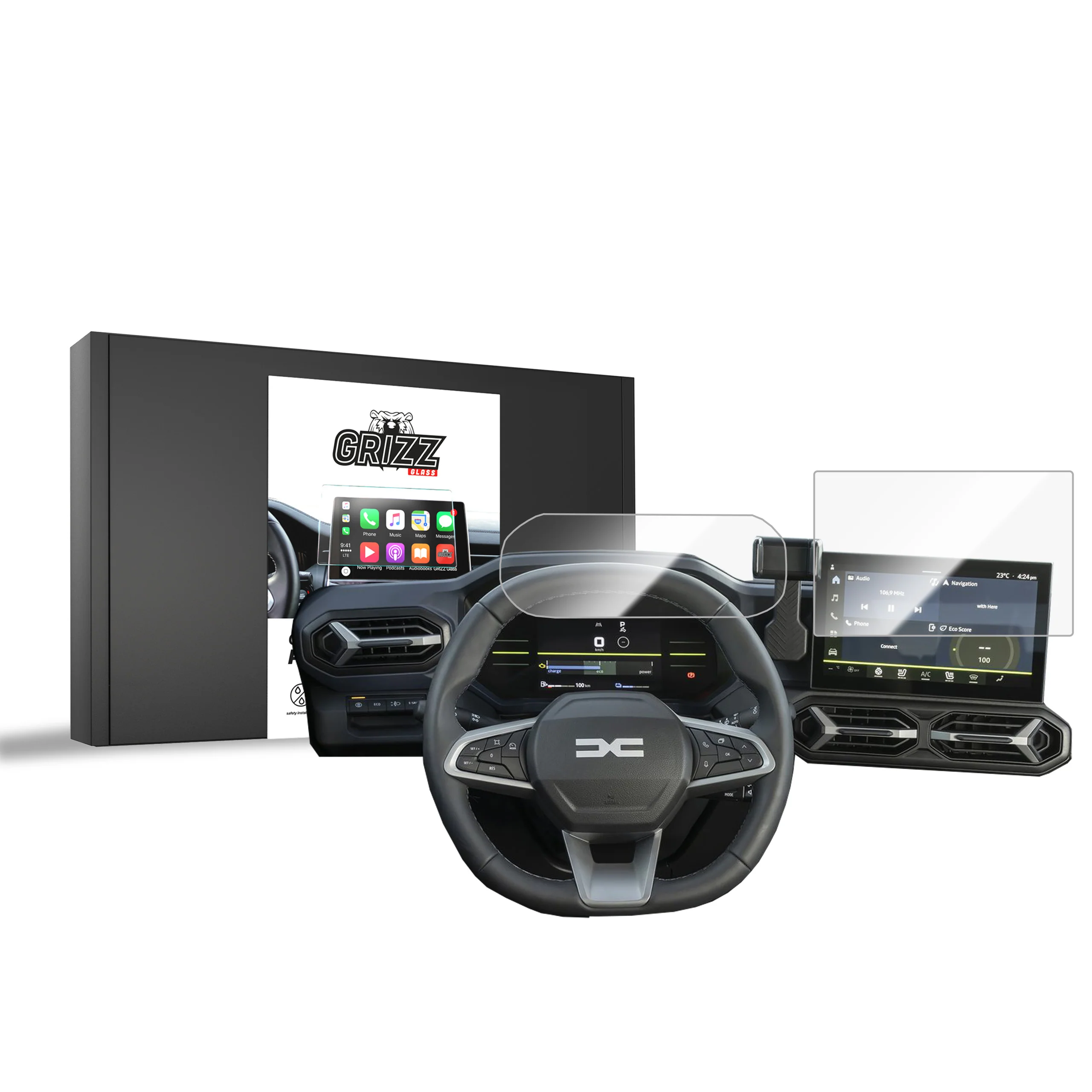 2in1 Displayschutzfolie für Dacia Spring 10" (2024-2026) Navi Folie, Kratzfest, Klar