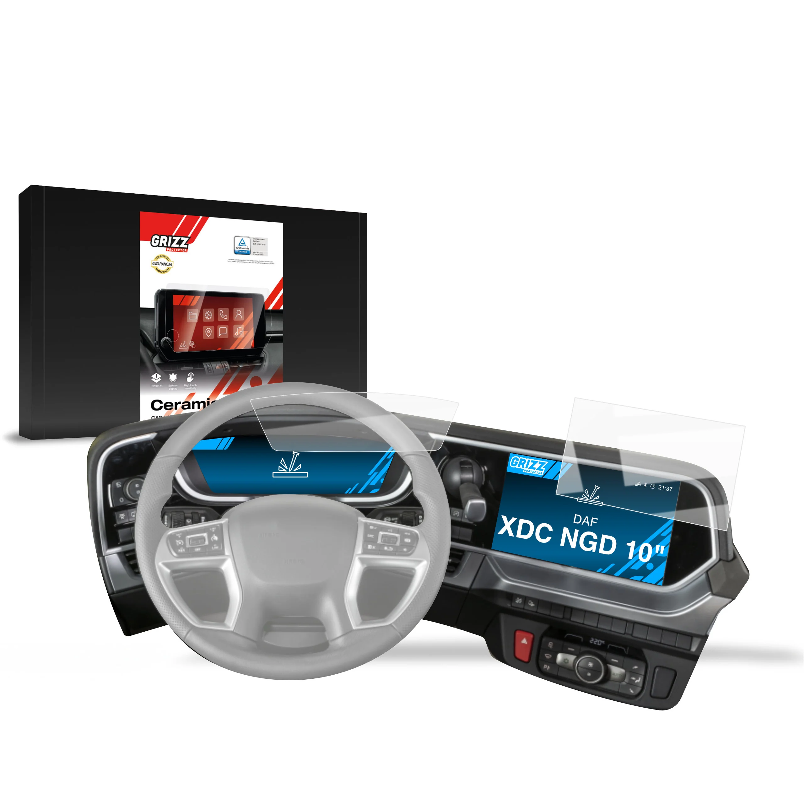 2in1 Displayschutzfolie für DAF XDC NGD Navi Folie, Kratzfest, Klar