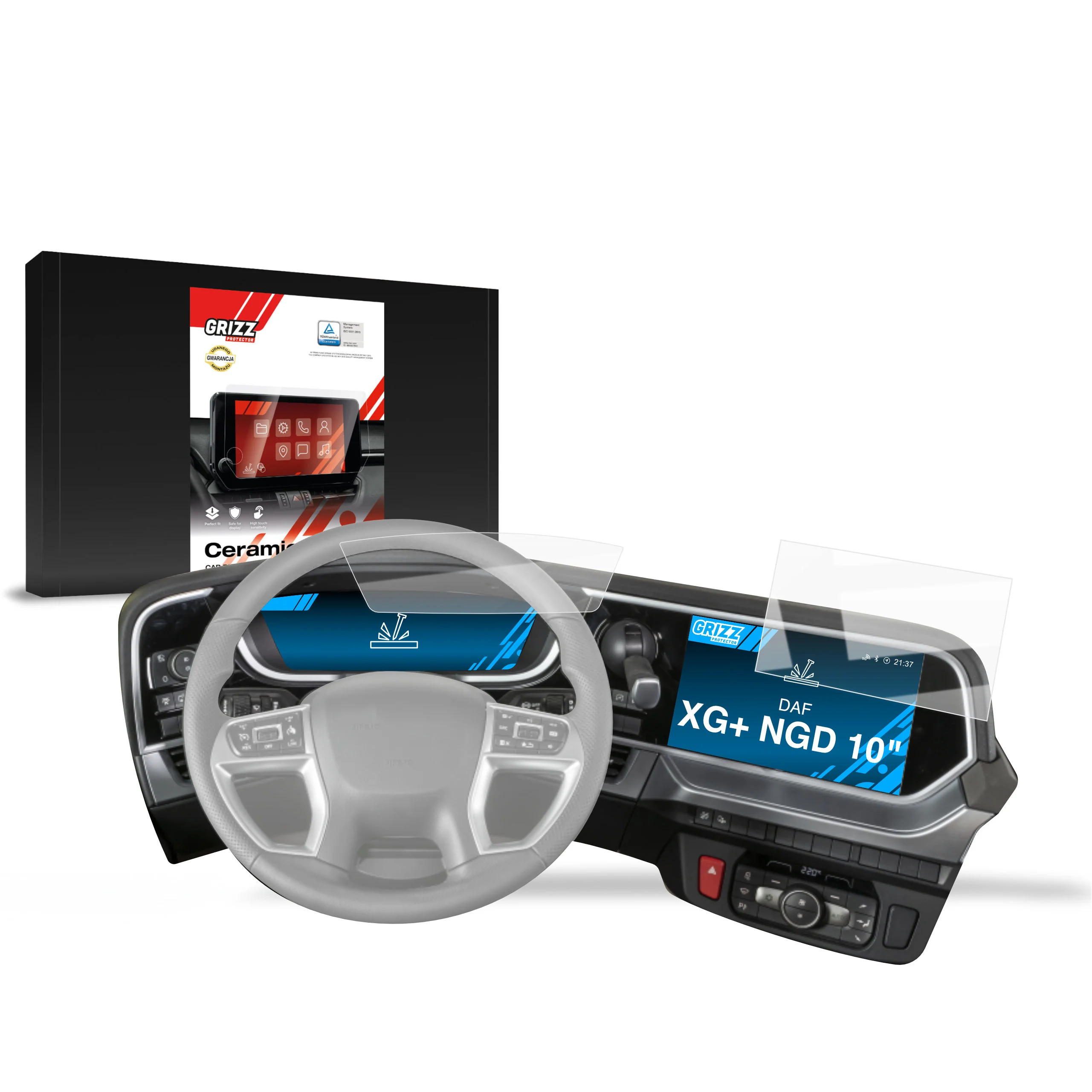 2in1 Displayschutzfolie für DAF XG+ NGD Navi Folie, Kratzfest, Klar