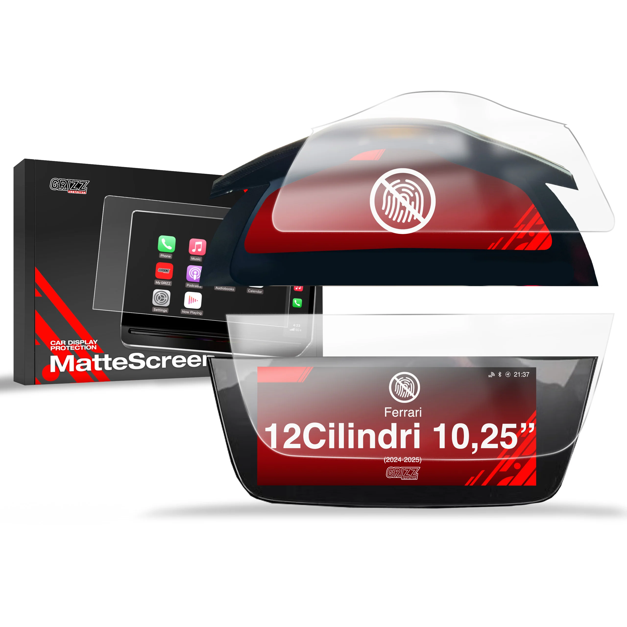 2in1 Displayschutzfolie für Ferrari 12Cilindri 15,6"+10,25" (2024-2026) Anti-Fingerprint, Matt