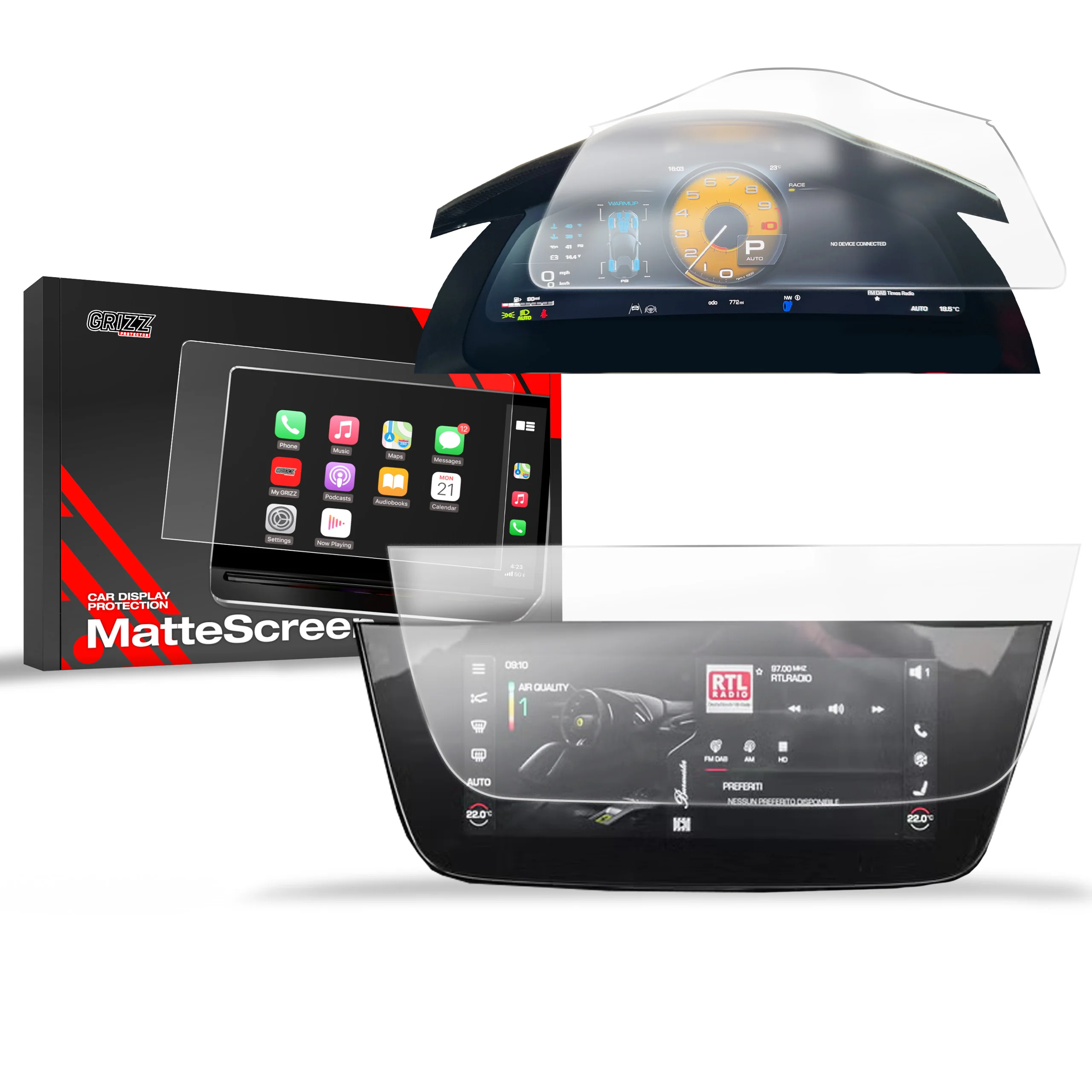 2in1 Displayschutzfolie für Ferrari 12Cilindri 15,6"+10,25" (2024-2026) Anti-Fingerprint, Matt - Image 8