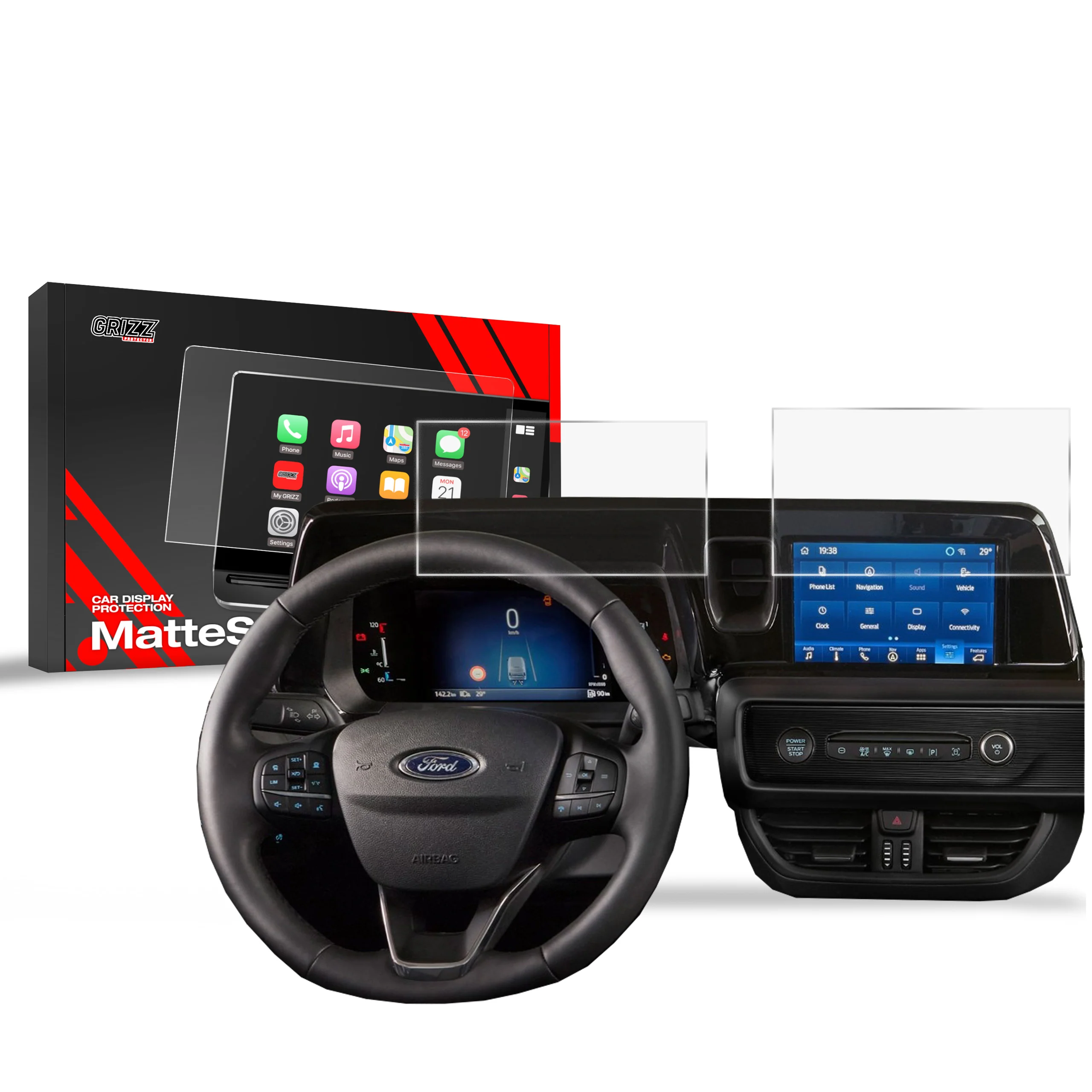 2in1 Displayschutzfolie für Ford Courier 8" (2023-2026) Anti-Fingerprint, Matt