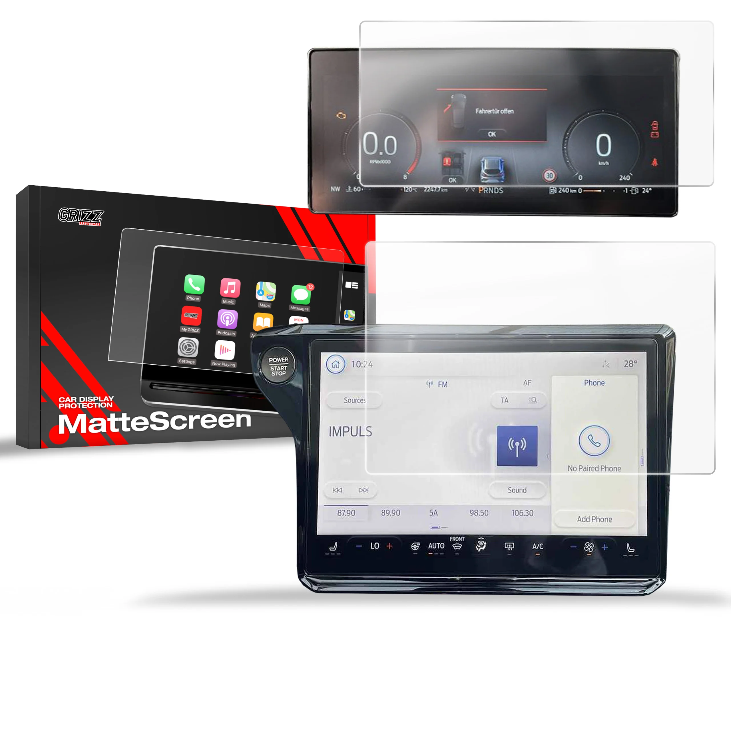 2in1 Displayschutzfolie für Ford Puma 12" (2024-2026) Anti-Fingerprint, Matt