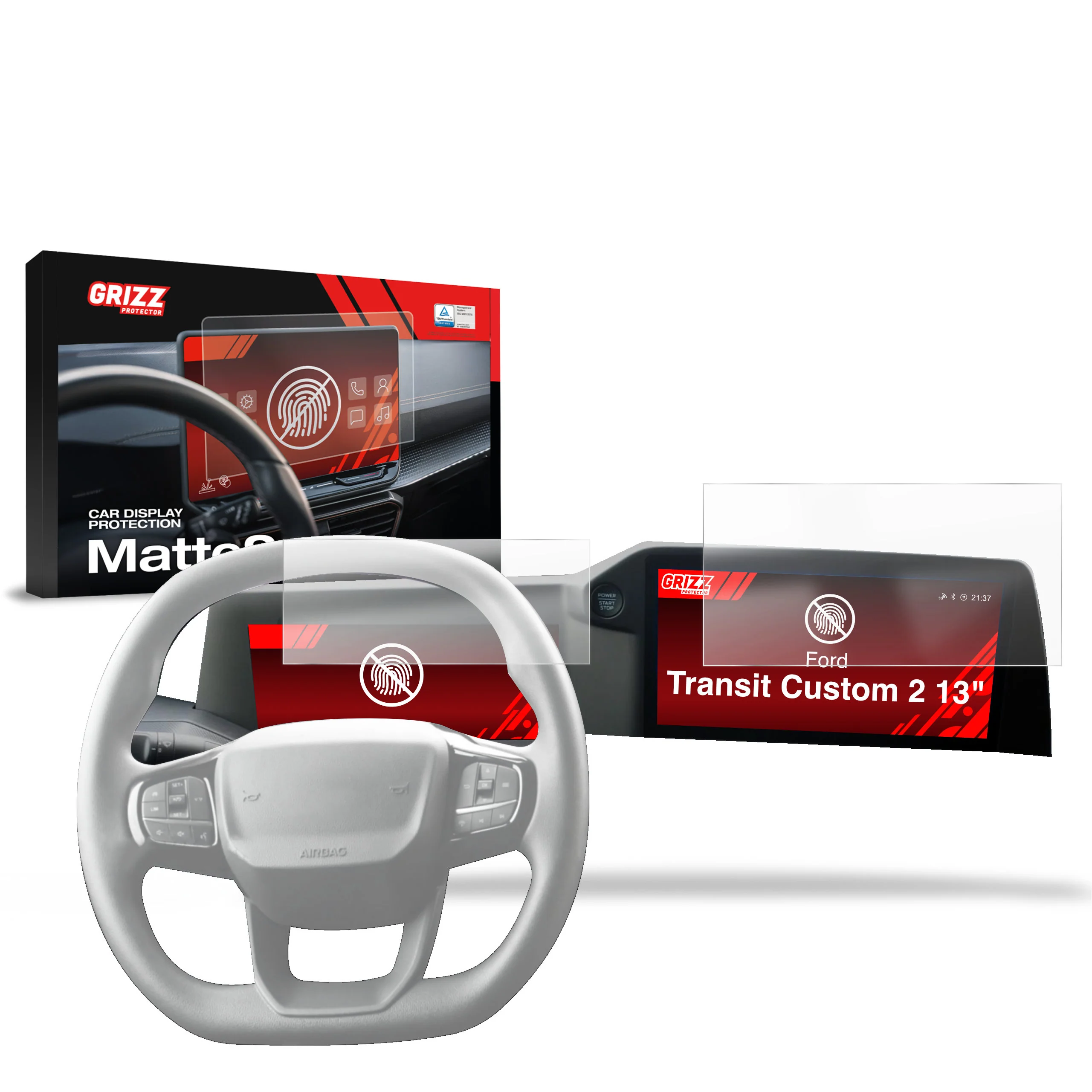 2in1 Displayschutzfolie für Ford Transit Custom 2 13" (2024-2026) Anti-Fingerprint, Matt