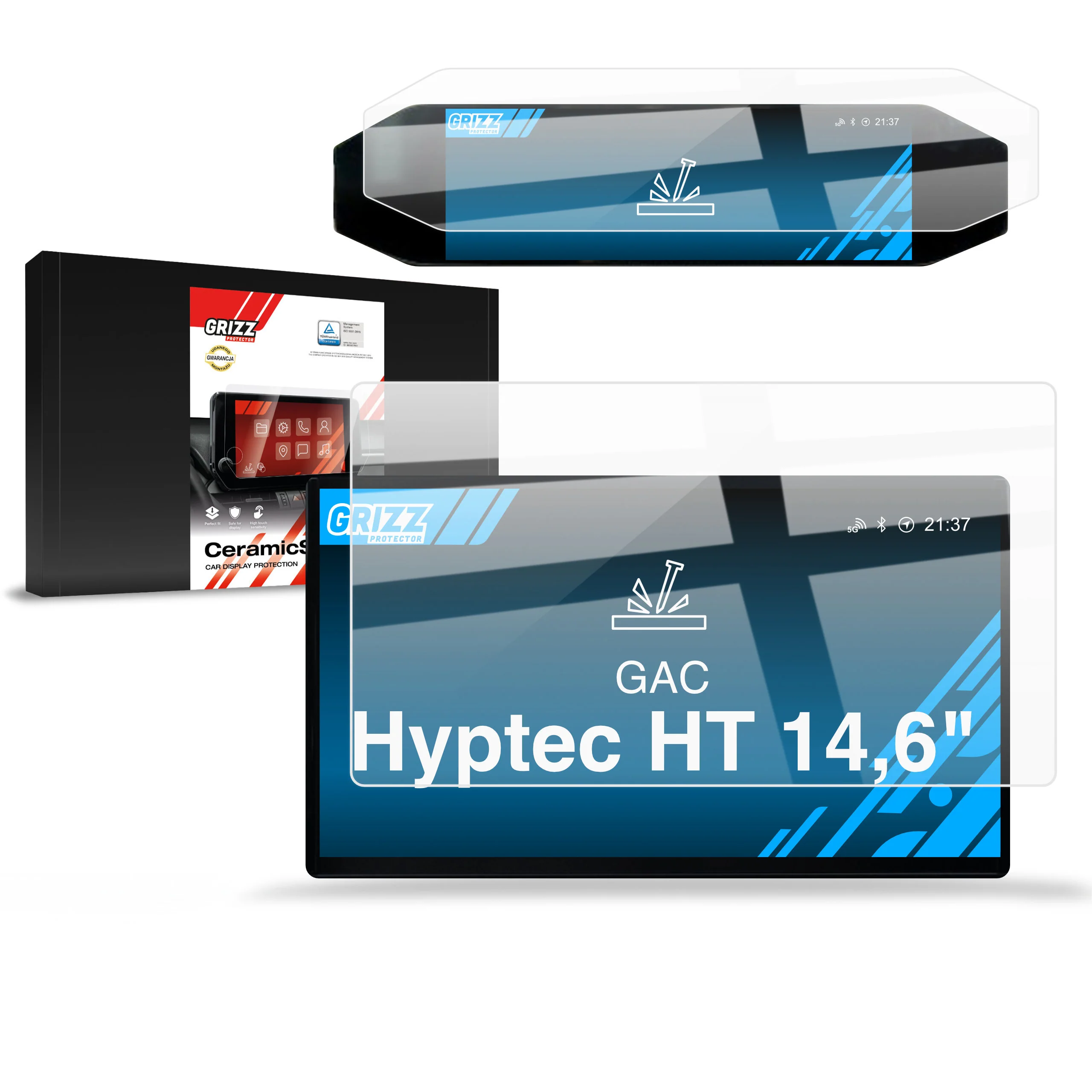 2in1 Displayschutzfolie für GAC Hyptec HT 14,6" (2025-2026) Navi Folie, Kratzfest, Klar