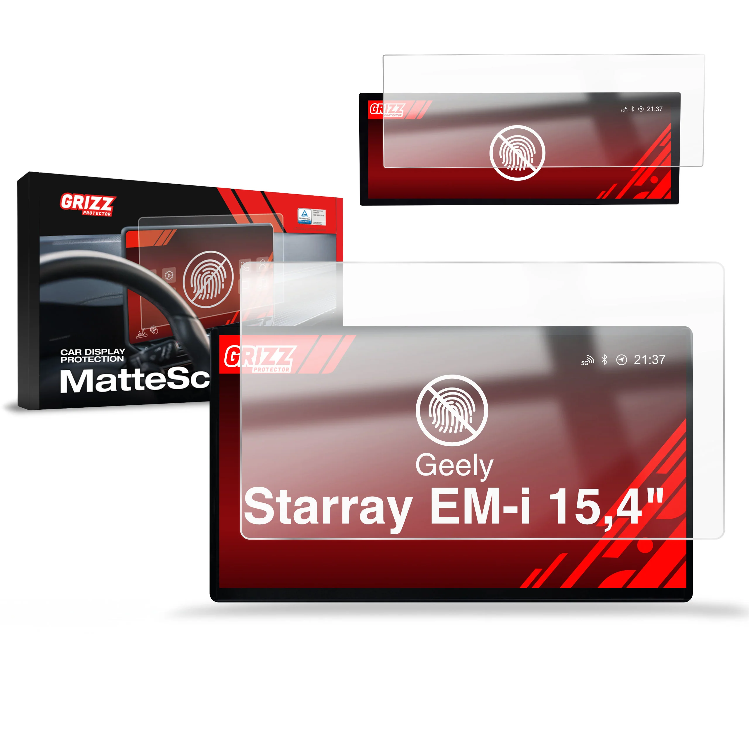 2in1 Displayschutzfolie für Geely Starray EM-i 15,4" (2025-2026) Anti-Fingerprint, Matt