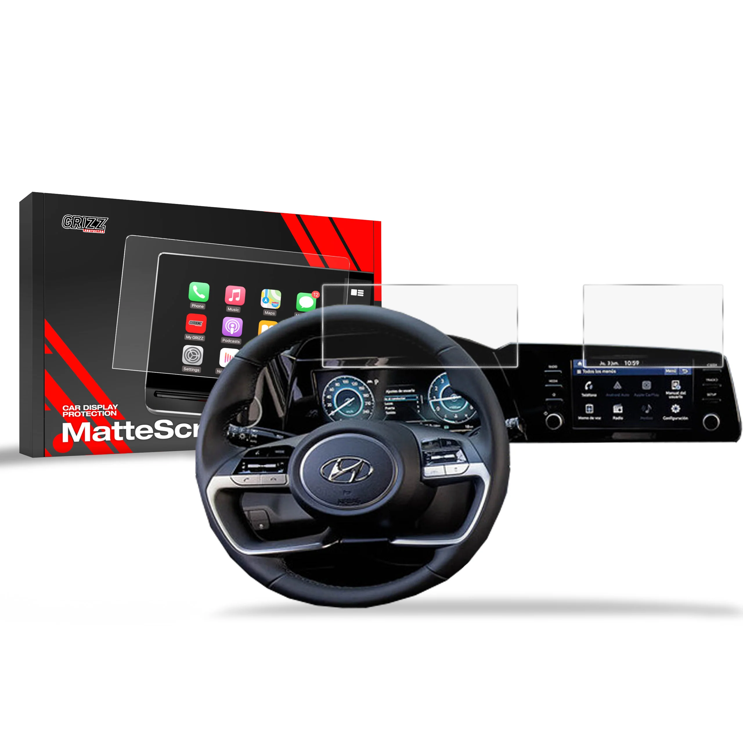 2in1 Displayschutzfolie für Hyundai Elantra CN7 8" (2020-2026) Anti-Fingerprint, Matt