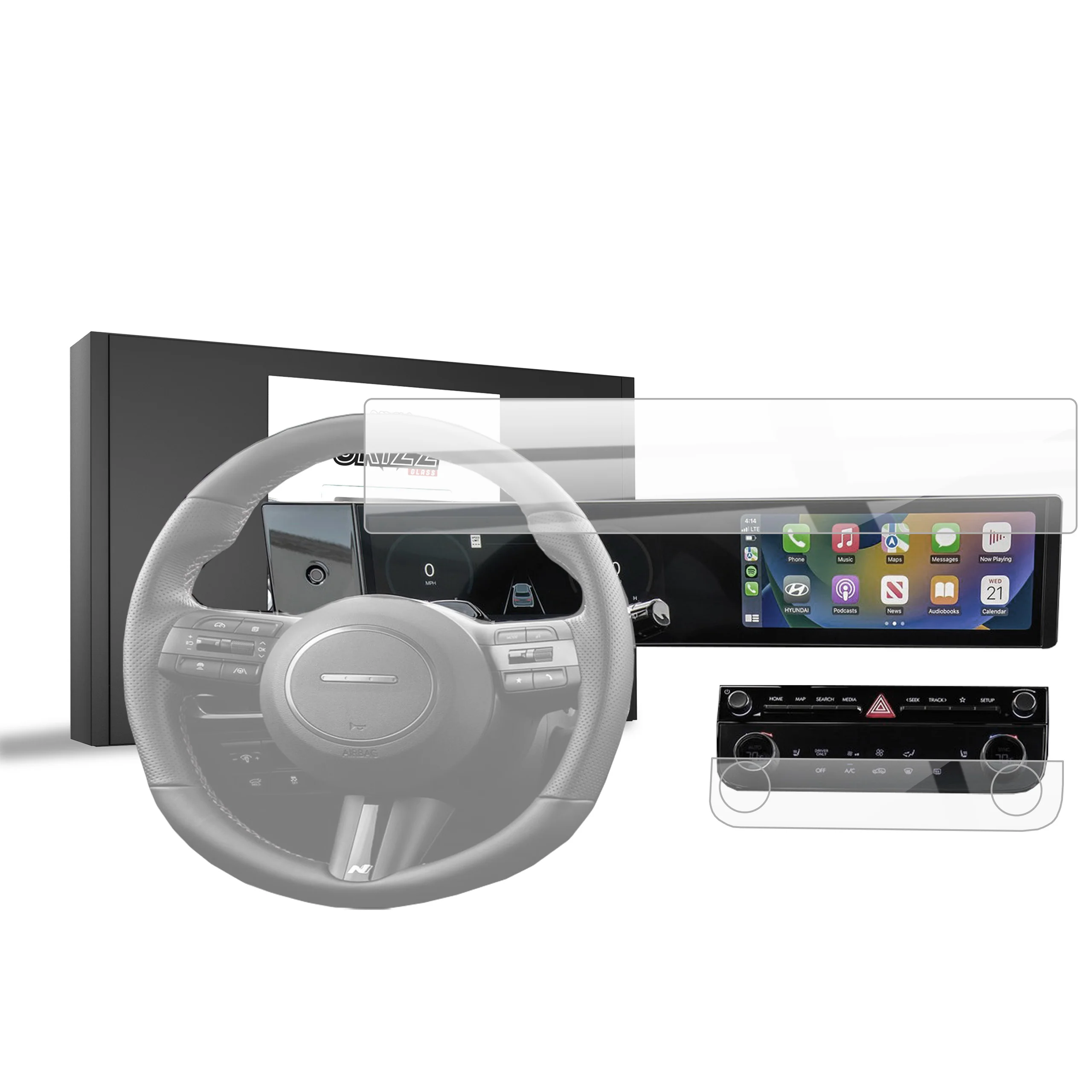 2in1 Displayschutzfolie für Hyundai Tucson 12,3" (2024-2026) Navi Folie, Kratzfest, Klar