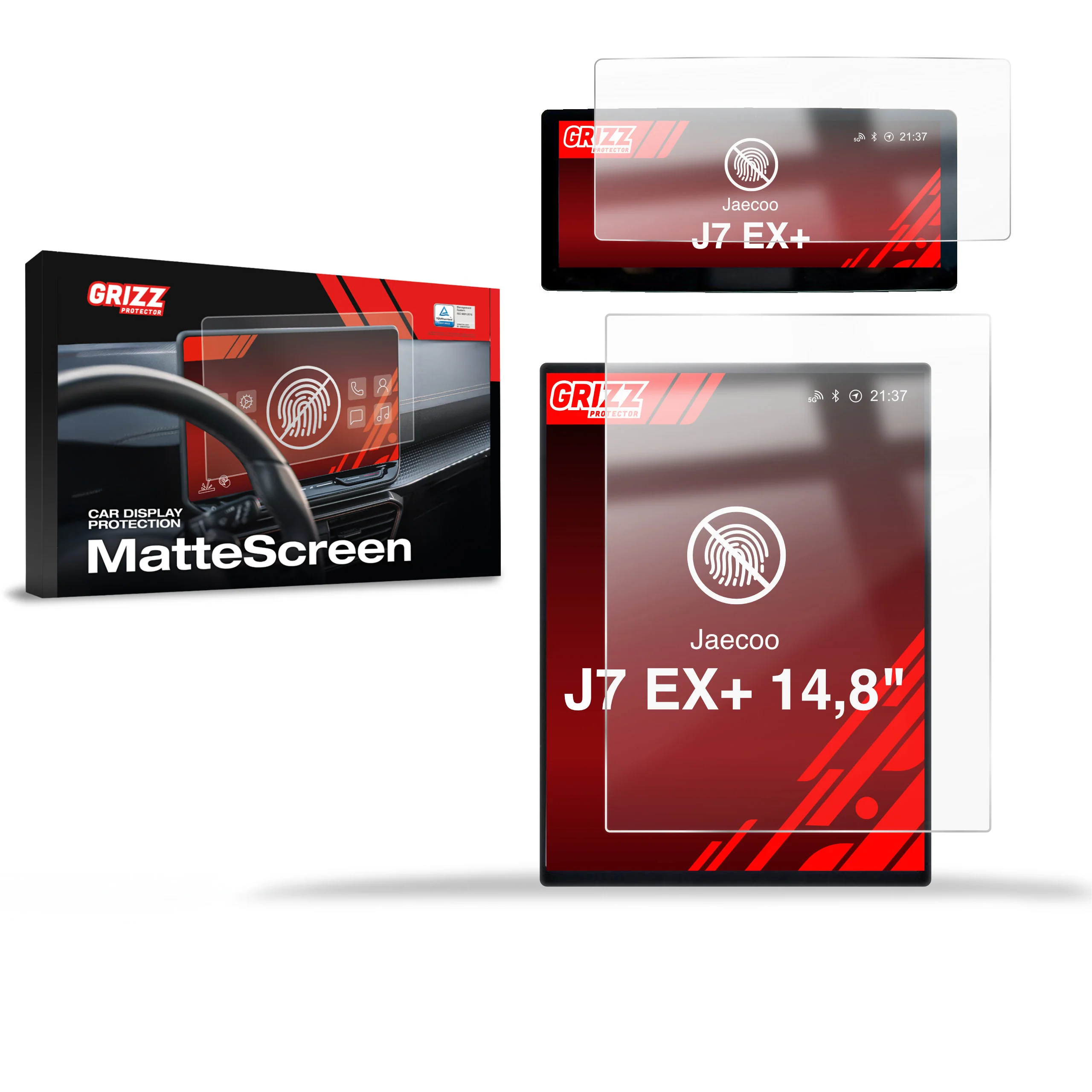 2in1 Displayschutzfolie für Jaecoo J7 EX+ 14,8" (2024-2026) Anti-Fingerprint, Matt