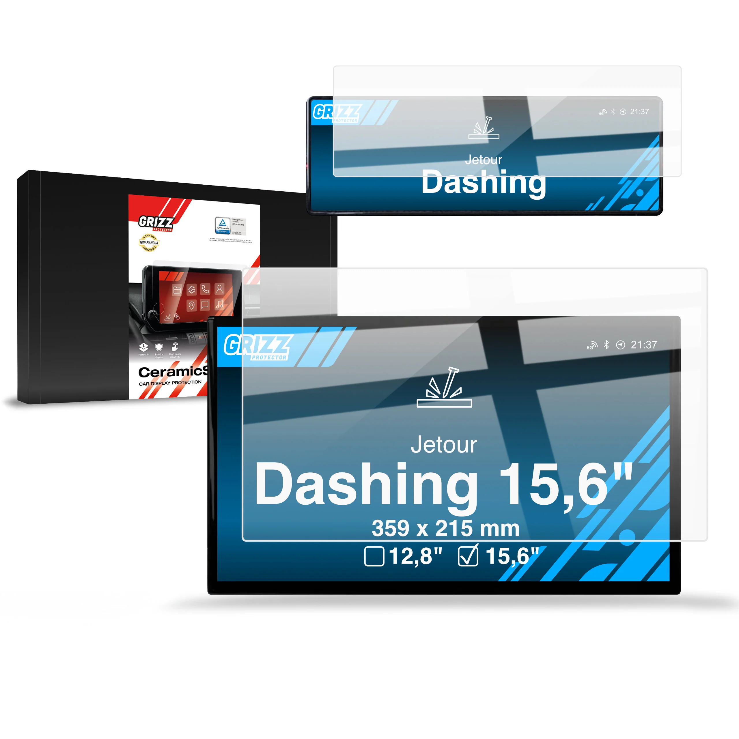 2in1 Displayschutzfolie für Jetour Dashing 15,6" (2025-2026) Navi Folie, Kratzfest, Klar