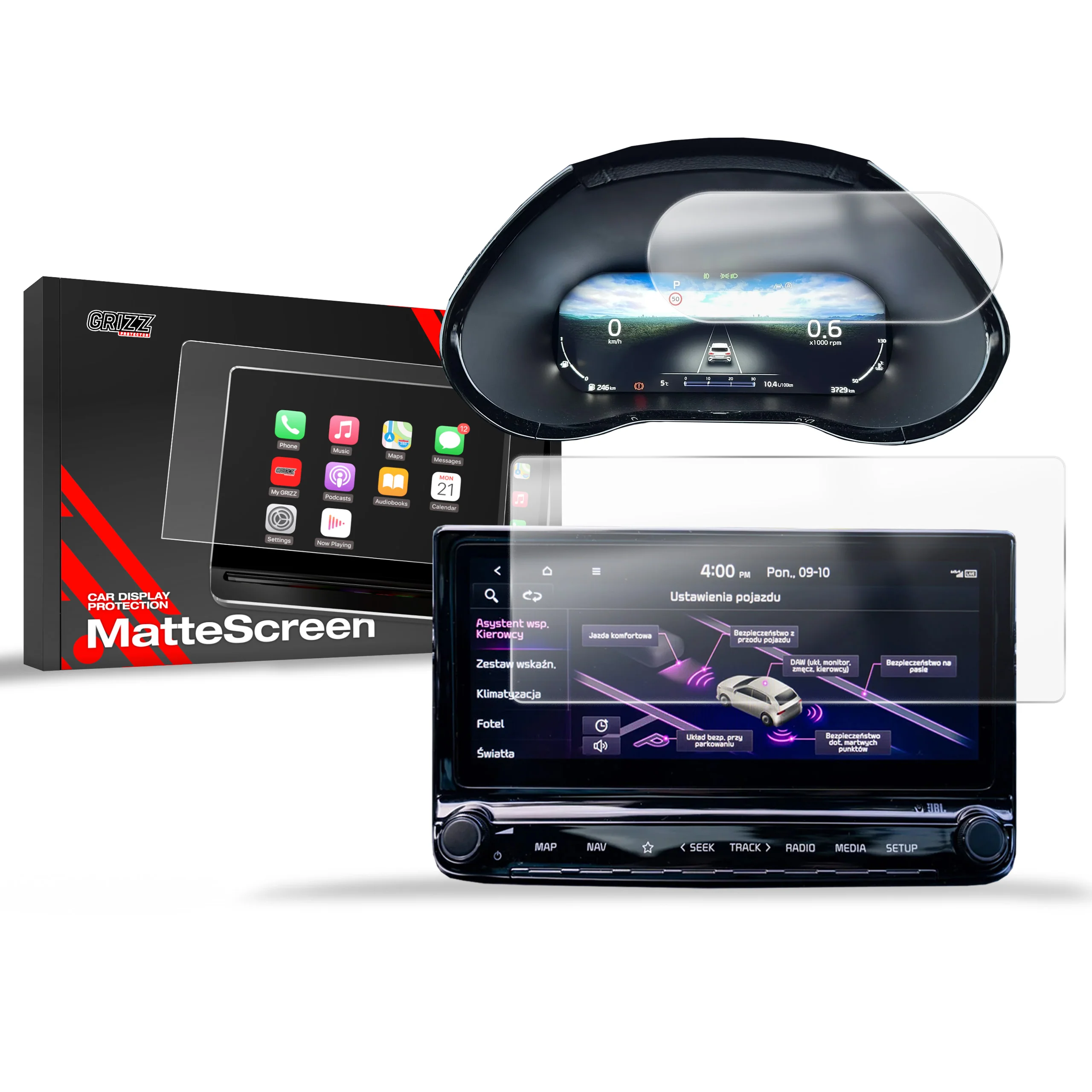 2in1 Displayschutzfolie für Kia ProCeed (2018-2024) Anti-Fingerprint, Matt