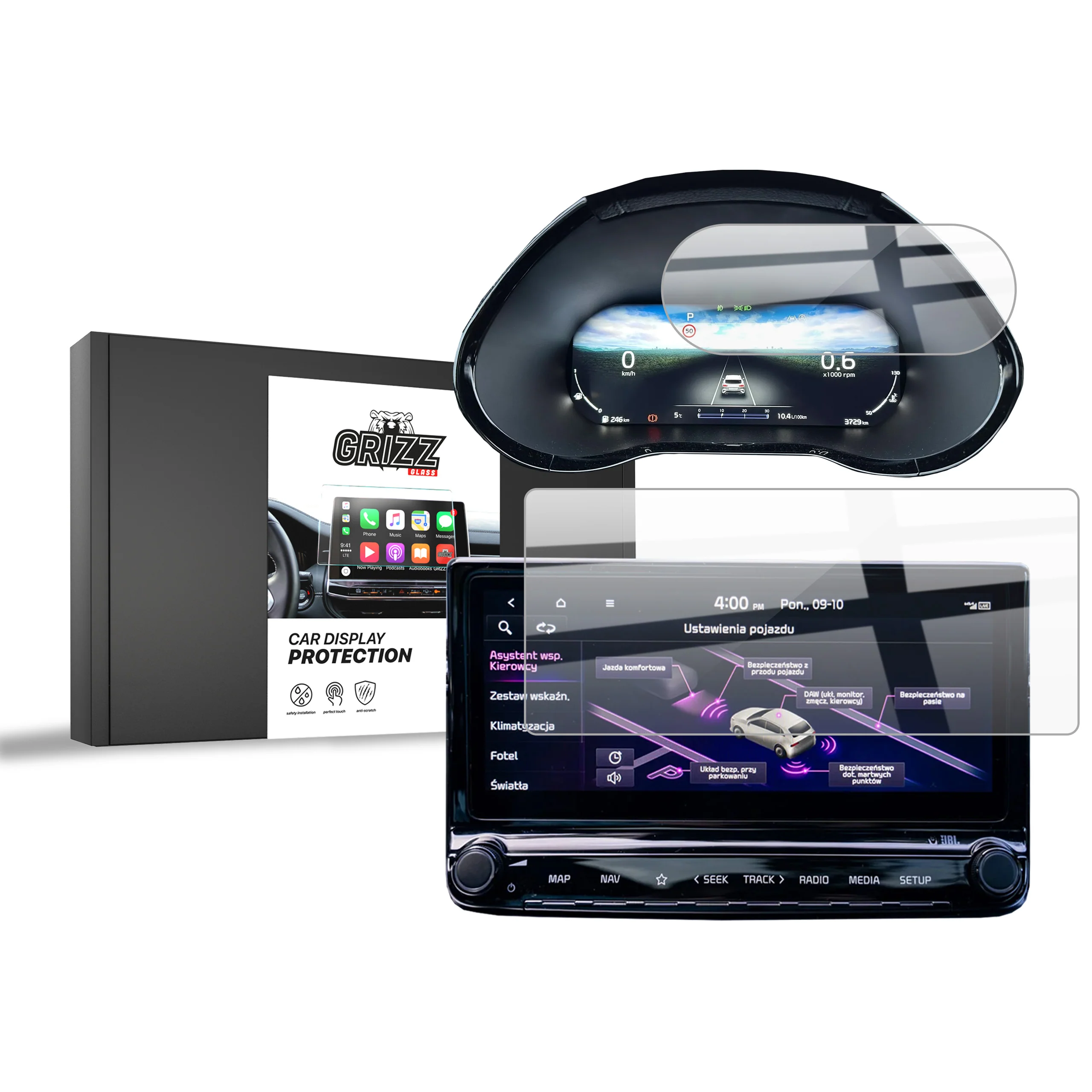 2in1 Displayschutzfolie für Kia ProCeed (2024-2025) Navi Folie, Kratzfest, Klar