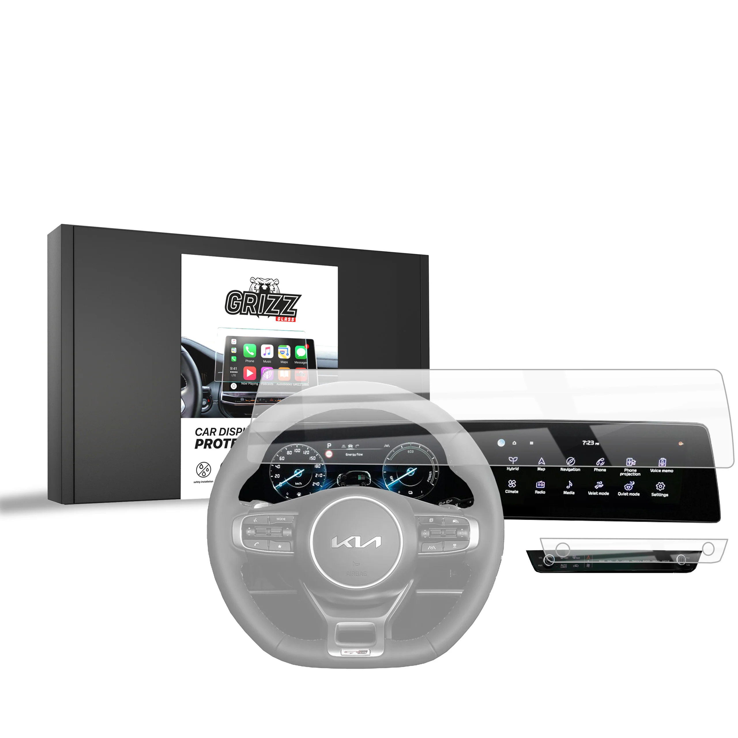 2in1 Displayschutzfolie für Kia Sportage 5 Business Line (2021-2024) Navi Folie, Kratzfest, Klar