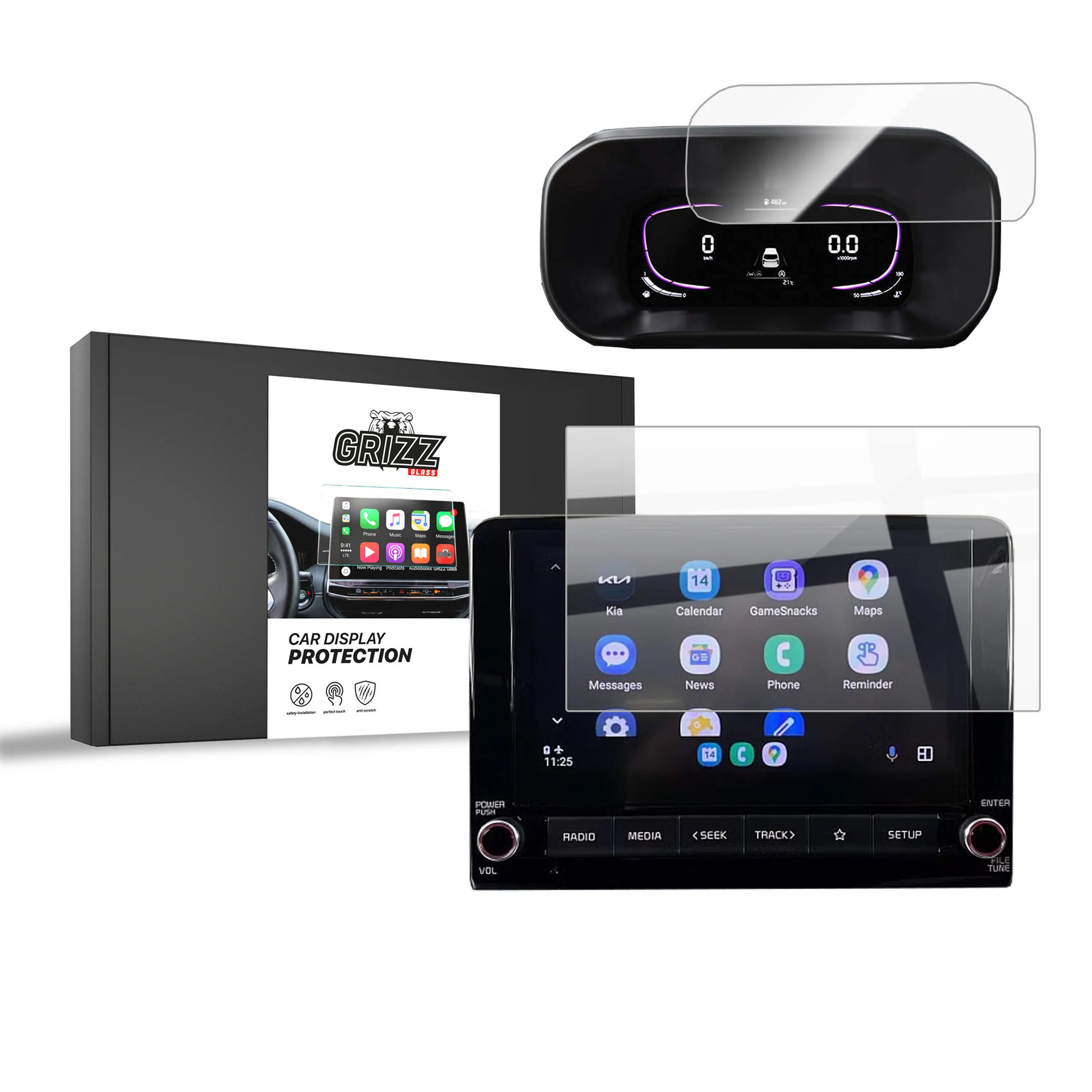 2in1 Displayschutzfolie für Kia Stonic 8" (2022-2023) Navi Folie, Kratzfest, Klar