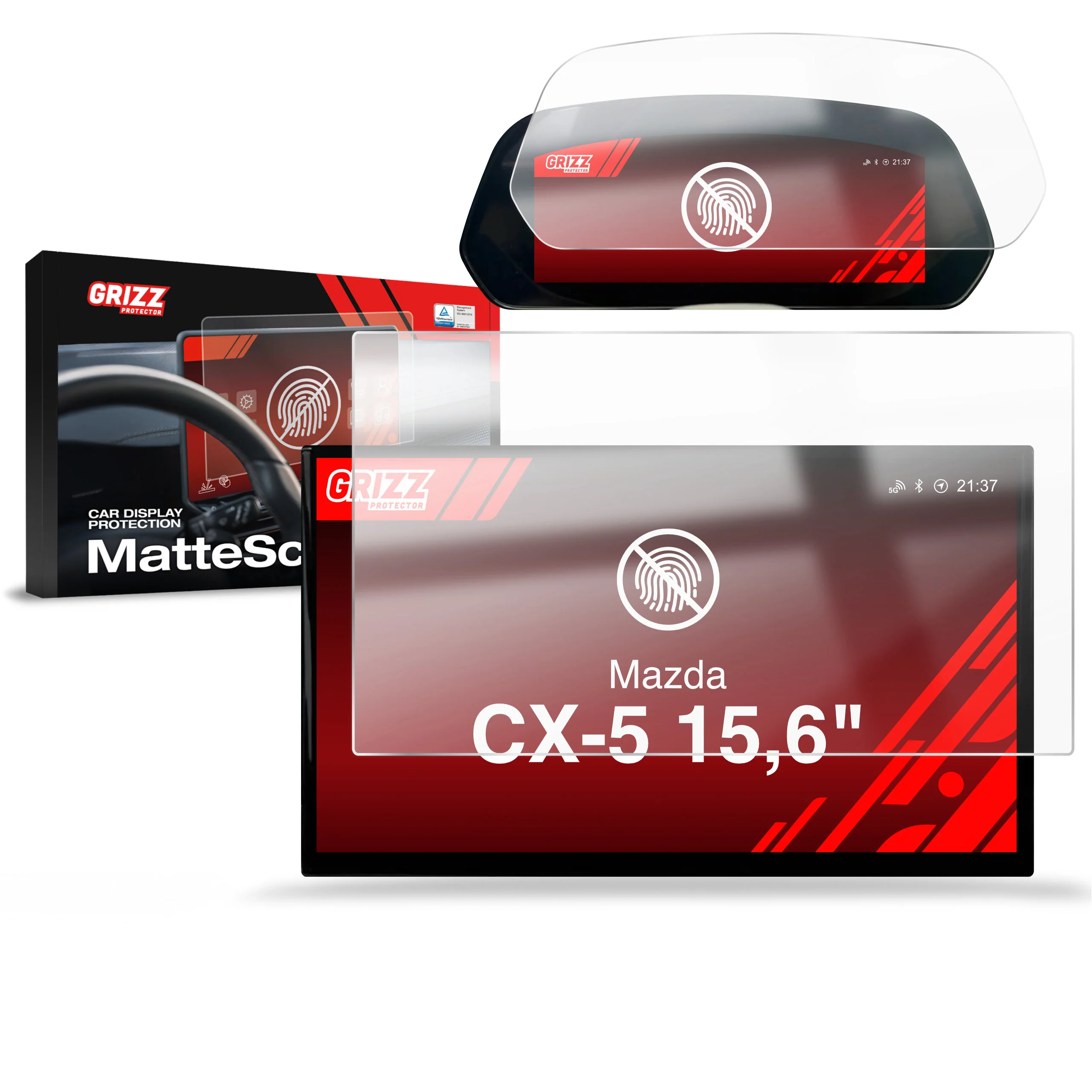 2in1 Displayschutzfolie für Mazda CX-5 15,6" (2026) Anti-Fingerprint, Matt