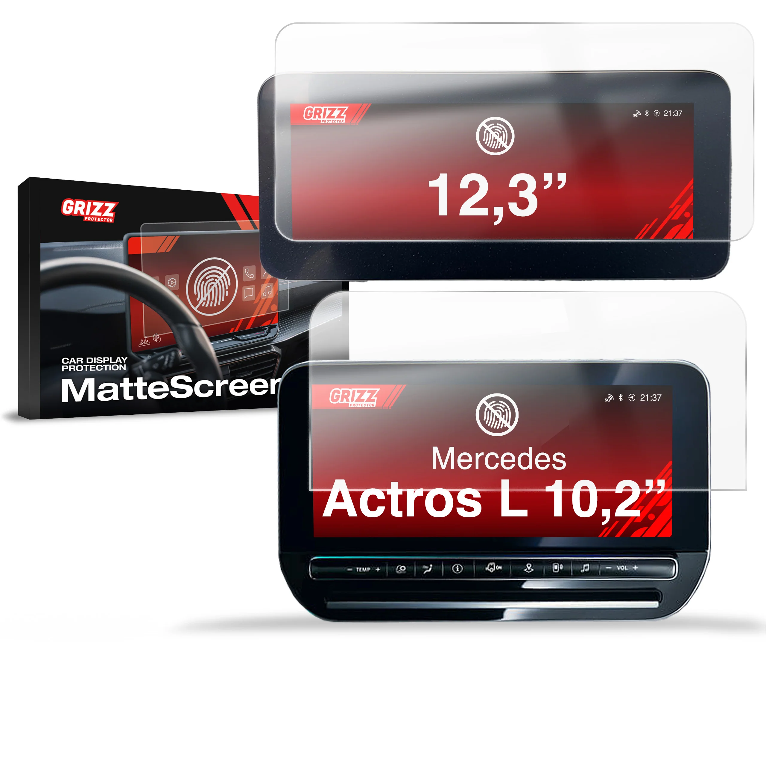 2in1 Displayschutzfolie für Mercedes Actros L (2026) Anti-Fingerprint, Matt