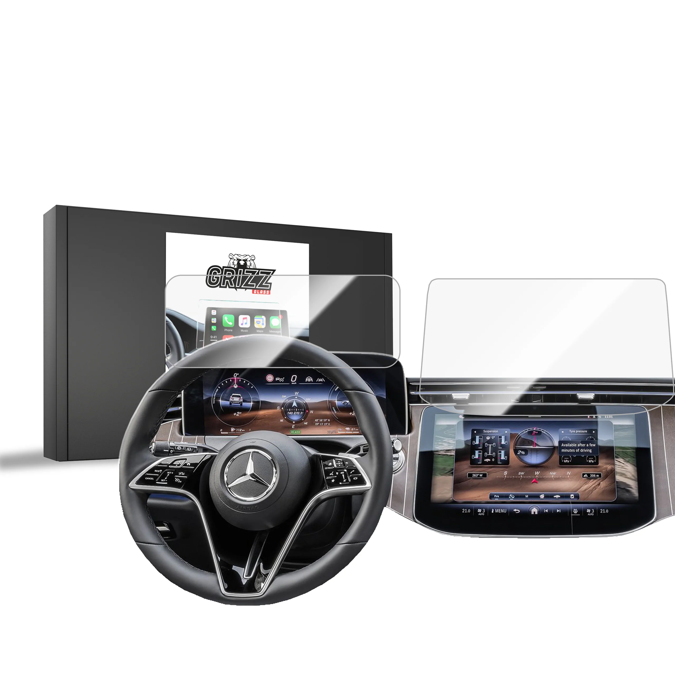 2in1 Displayschutzfolie für Mercedes E Klasse W214 Widescreen (2023-2026) Navi Folie, Kratzfest, Klar