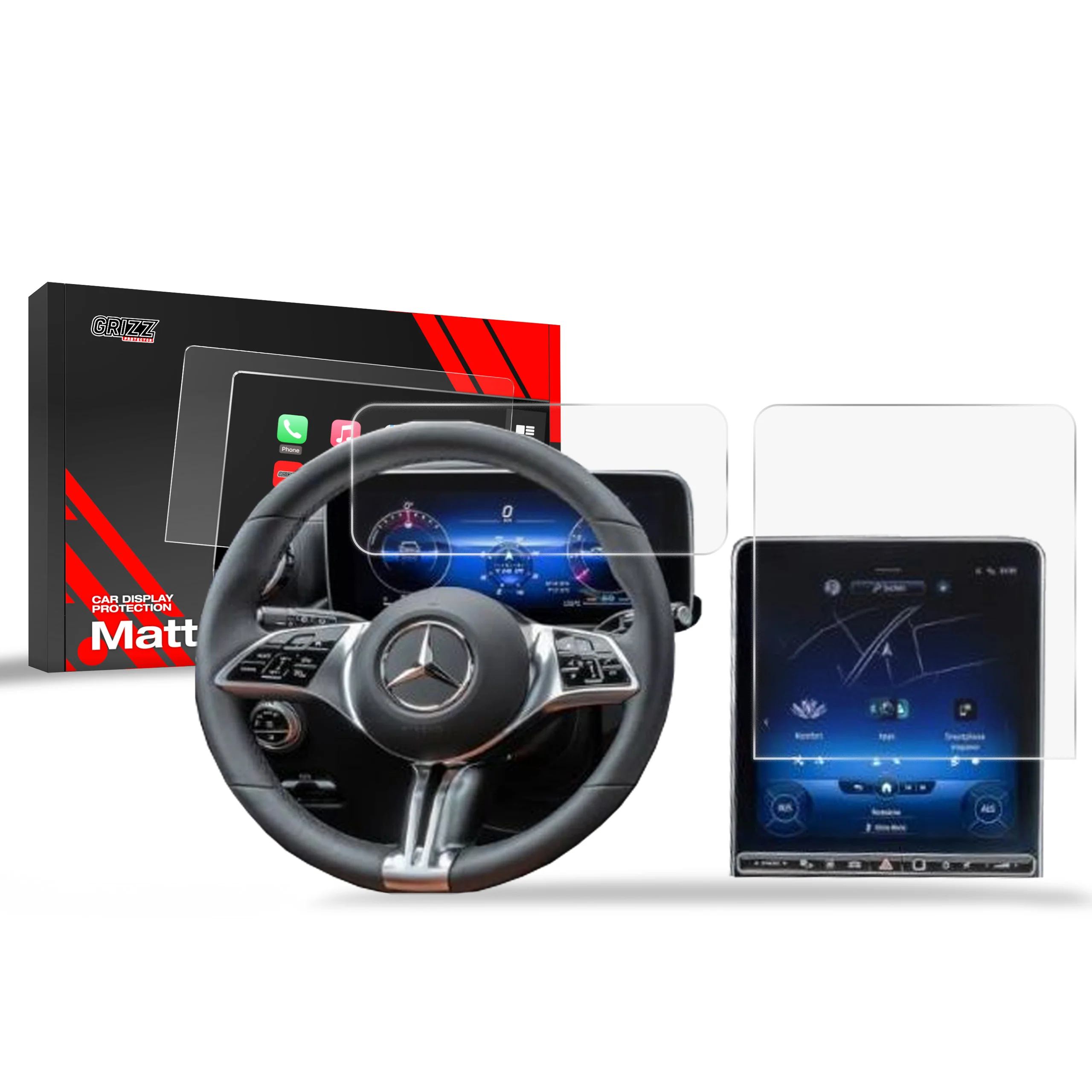 2in1 Displayschutzfolie für Mercedes Maybach X223 (2020-2026) Anti-Fingerprint, Matt
