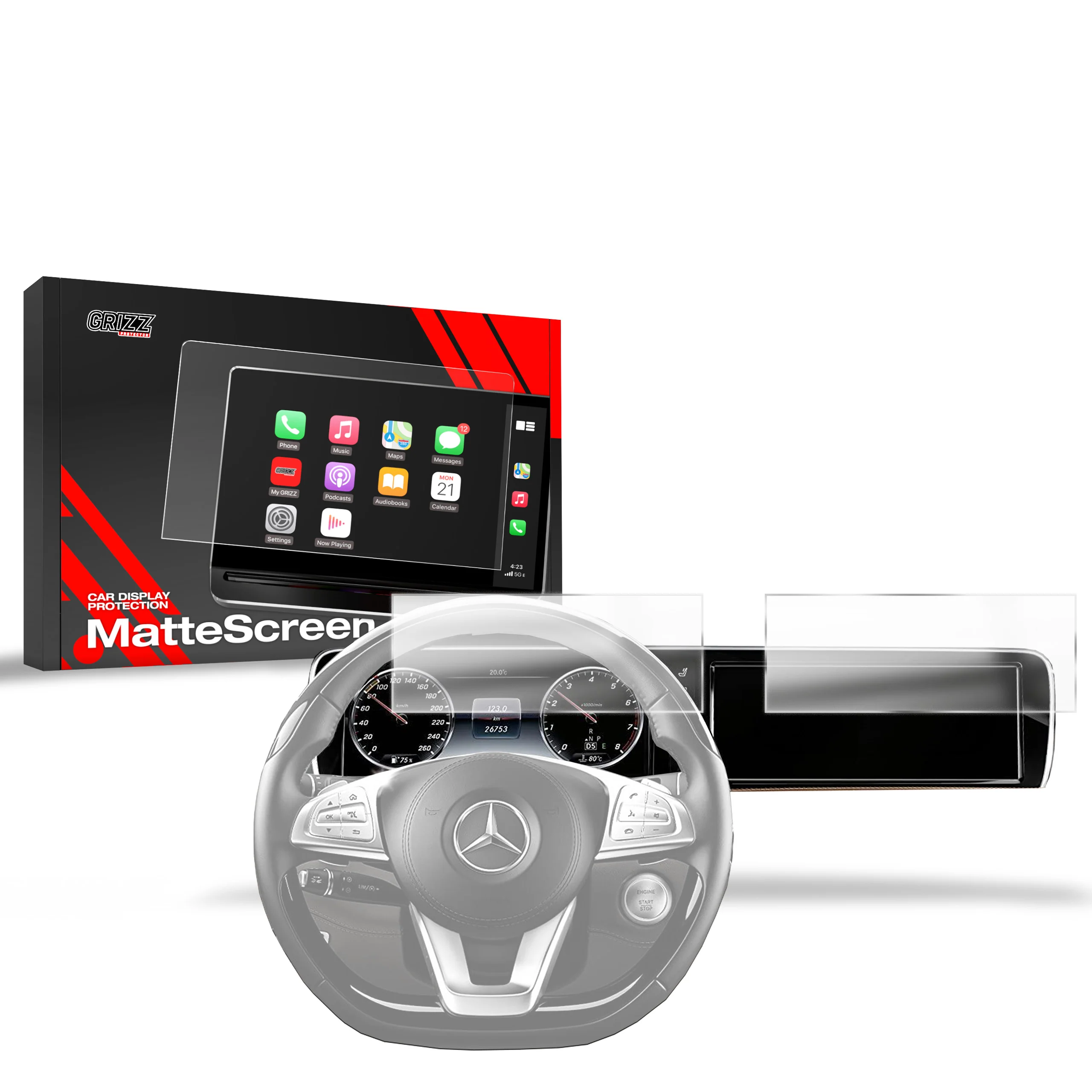 2in1 Displayschutzfolie für Mercedes S Klasse W222 (2013-2017) Anti-Fingerprint, Matt