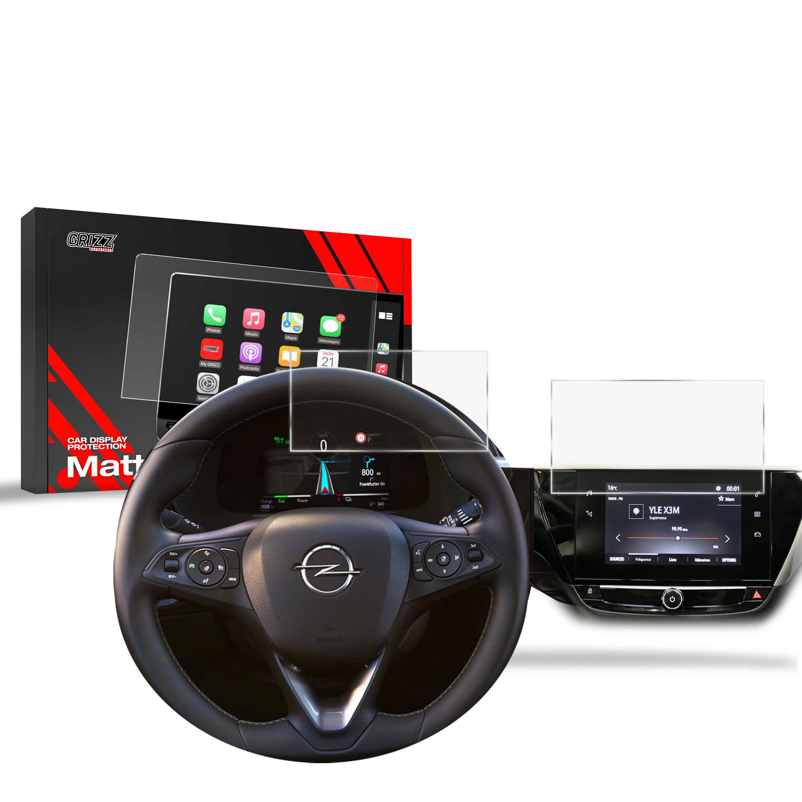 2in1 Displayschutzfolie für Opel Corsa F 7" (2020-2024) Anti-Fingerprint, Matt