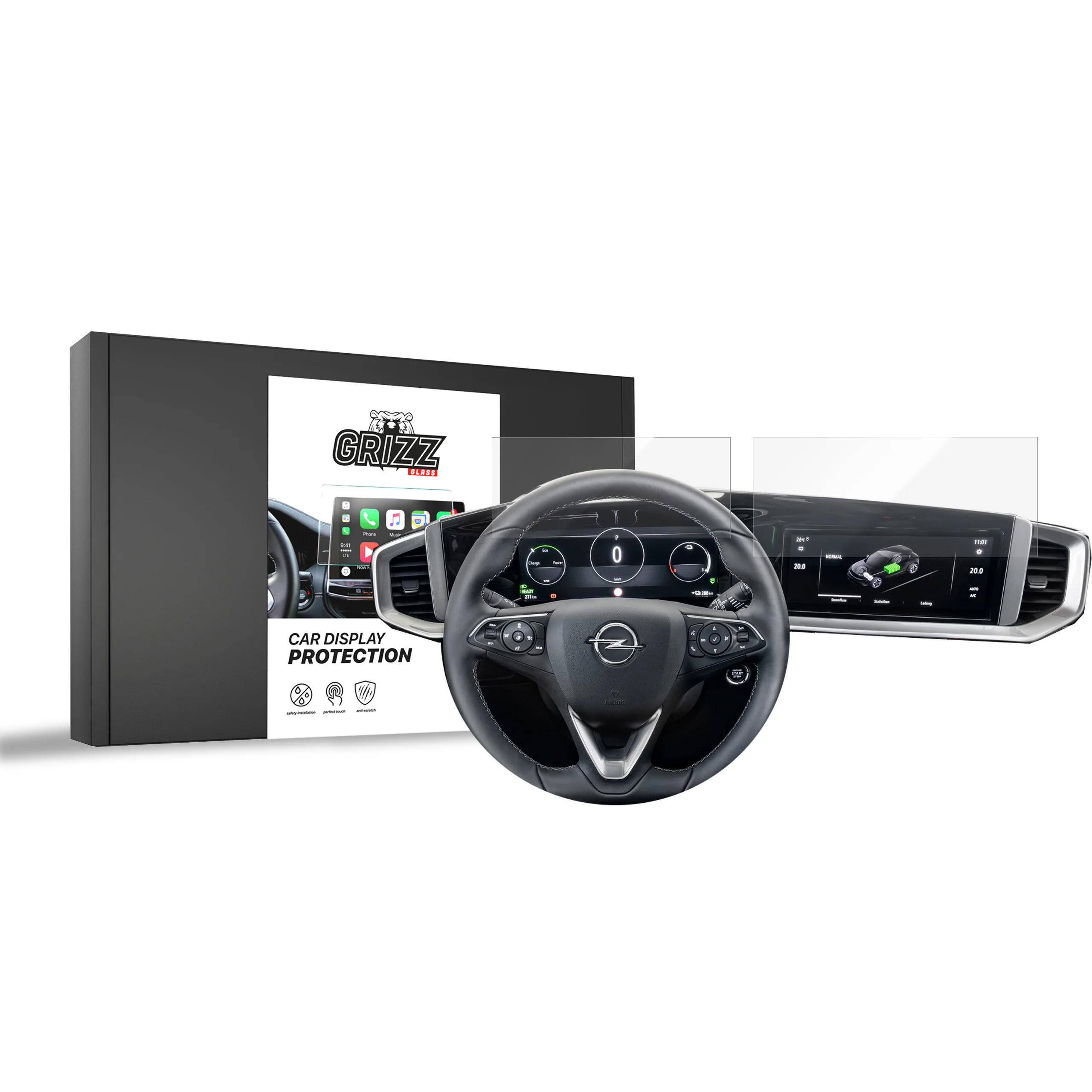 2in1 Displayschutzfolie für Opel Mokka 2 10" (2021-2026) Navi Folie, Kratzfest, Klar