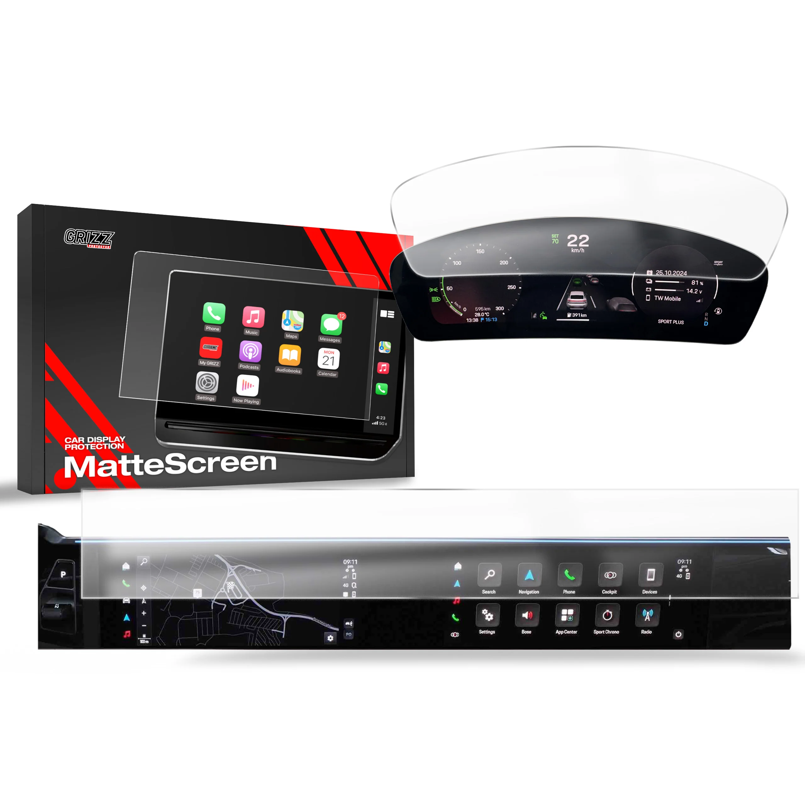 2in1 Displayschutzfolie für Porsche Macan 4 (2025-2026) Anti-Fingerprint, Matt