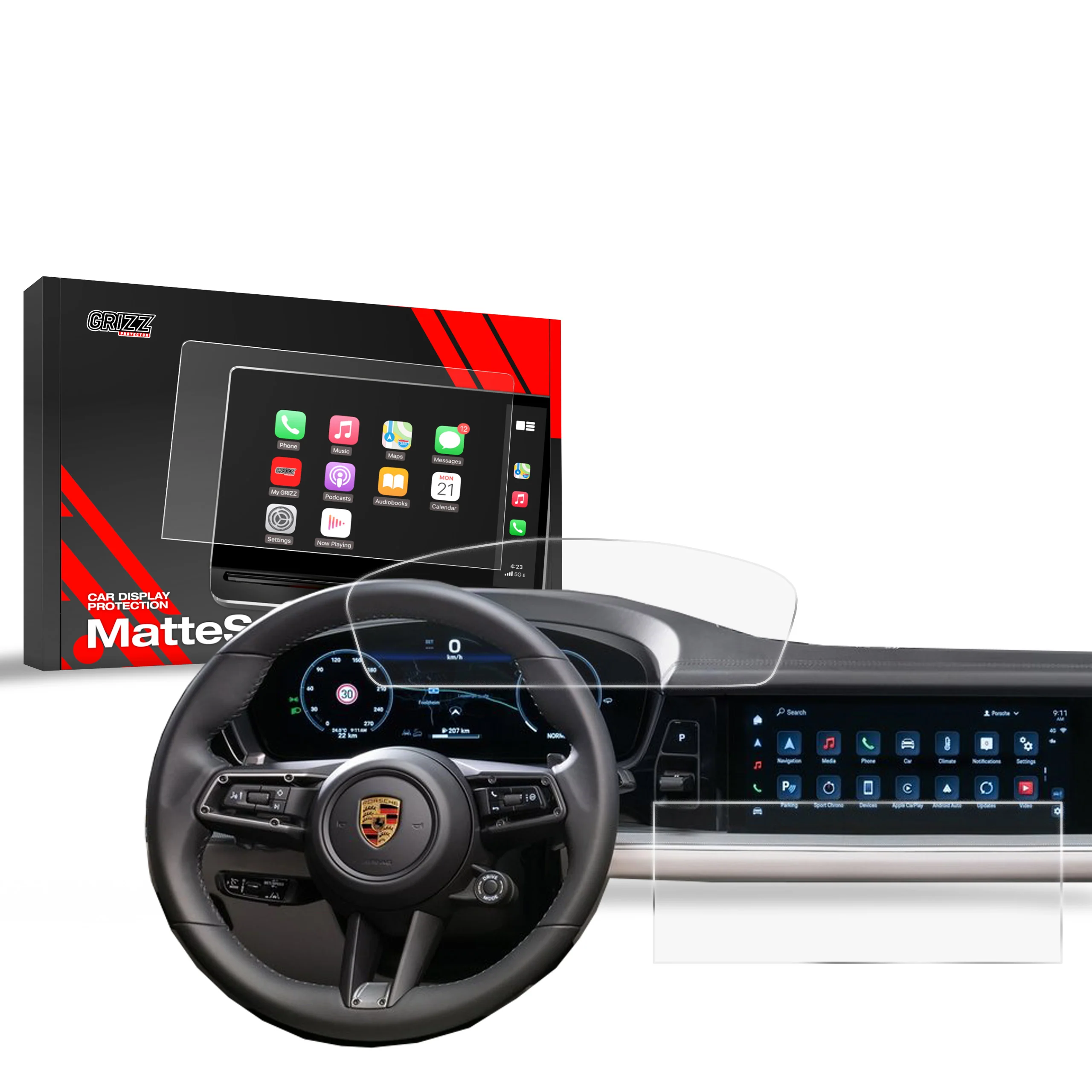 2in1 Displayschutzfolie für Porsche Panamera 3 (2024-2026) Anti-Fingerprint, Matt