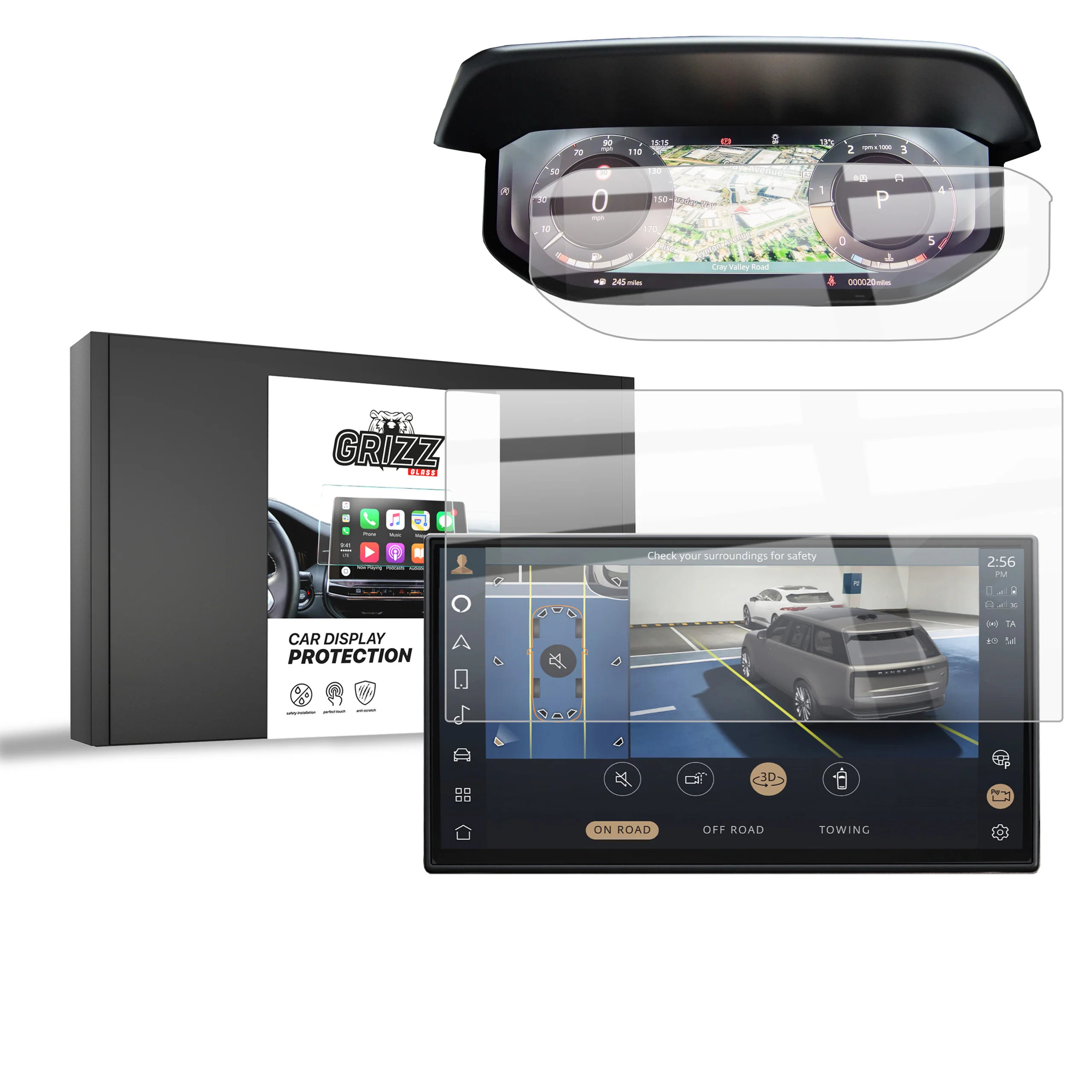 2in1 Displayschutzfolie für Range Rover Sport 13,1" (2022-2024) Navi Folie, Kratzfest, Klar