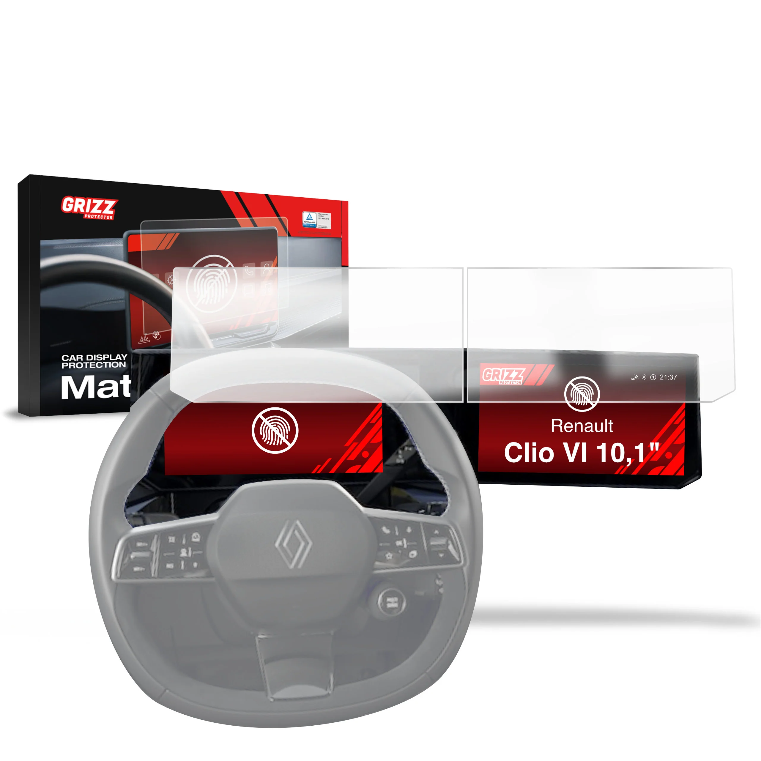 2in1 Displayschutzfolie für Renault Clio 6 10,1" (2026) Anti-Fingerprint, Matt