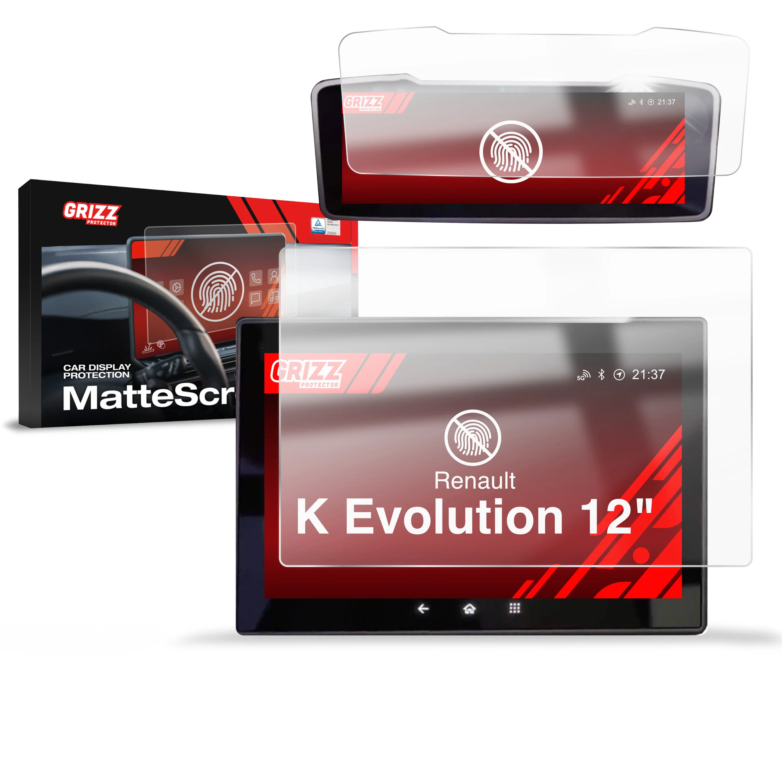 2in1 Displayschutzfolie für Renault K Evolution Anti-Fingerprint, Matt