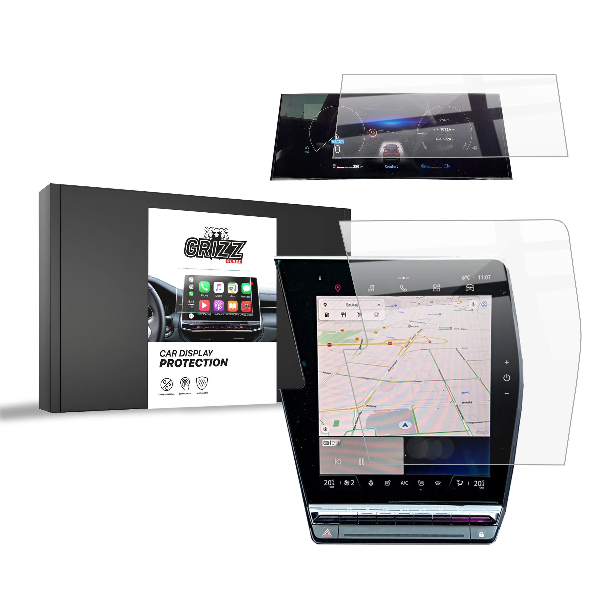 2in1 Displayschutzfolie für Renault Scenic E-Tech 12" (2024-2026) Navi Folie, Kratzfest, Klar