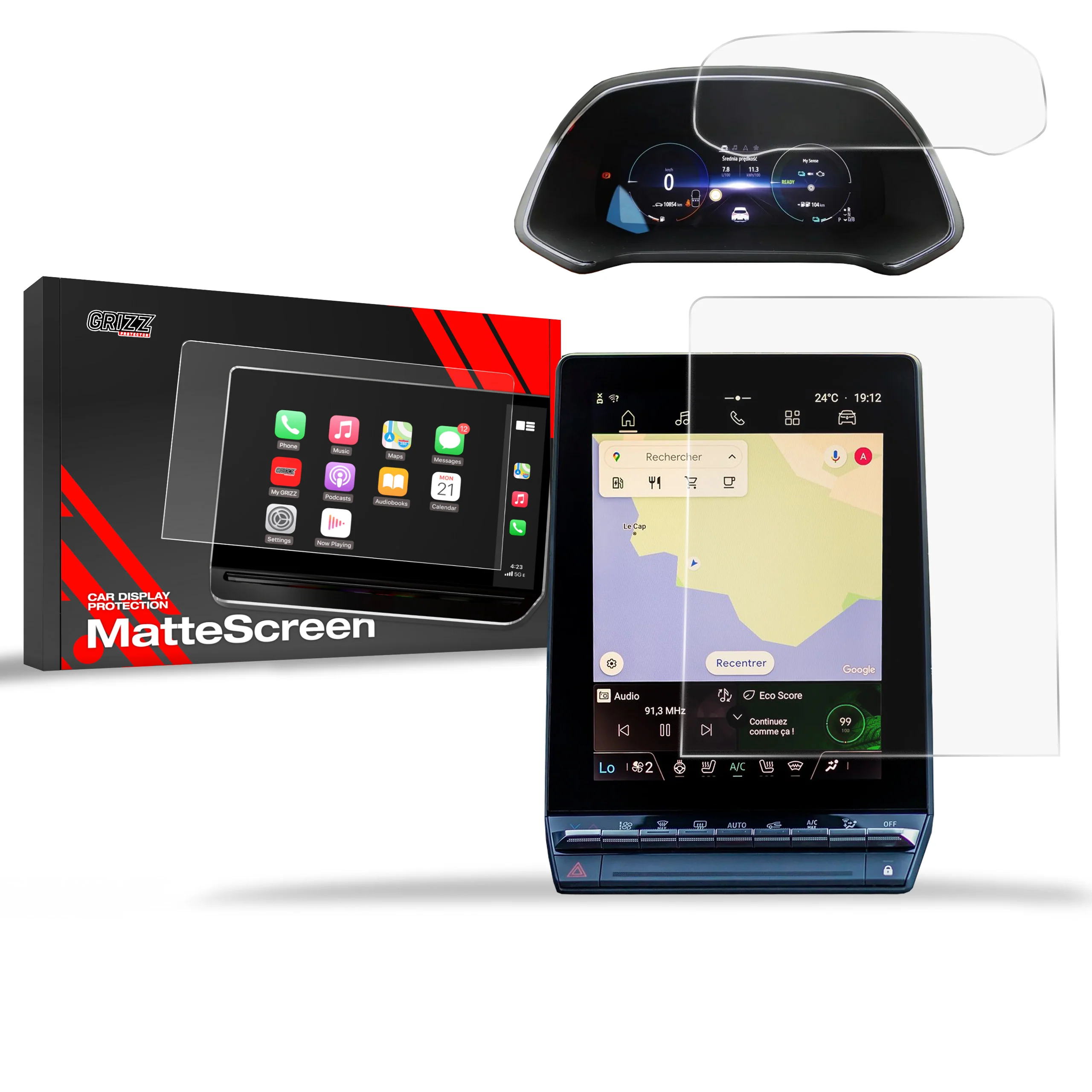2in1 Displayschutzfolie für Renault Symbioz 10,4" (2024-2026) Anti-Fingerprint, Matt