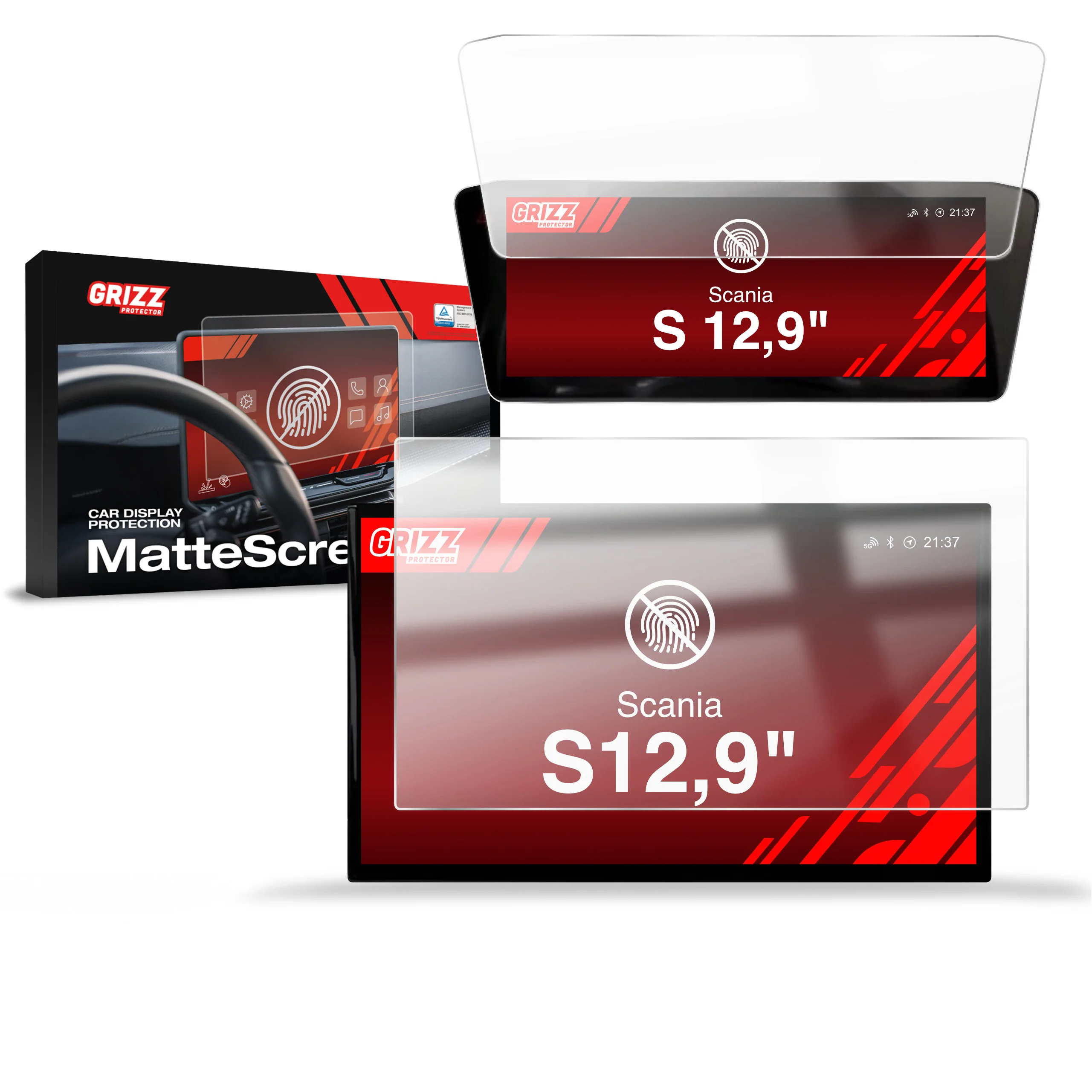 2in1 Displayschutzfolie für Scania S 12,9" (2024-2026) Anti-Fingerprint, Matt