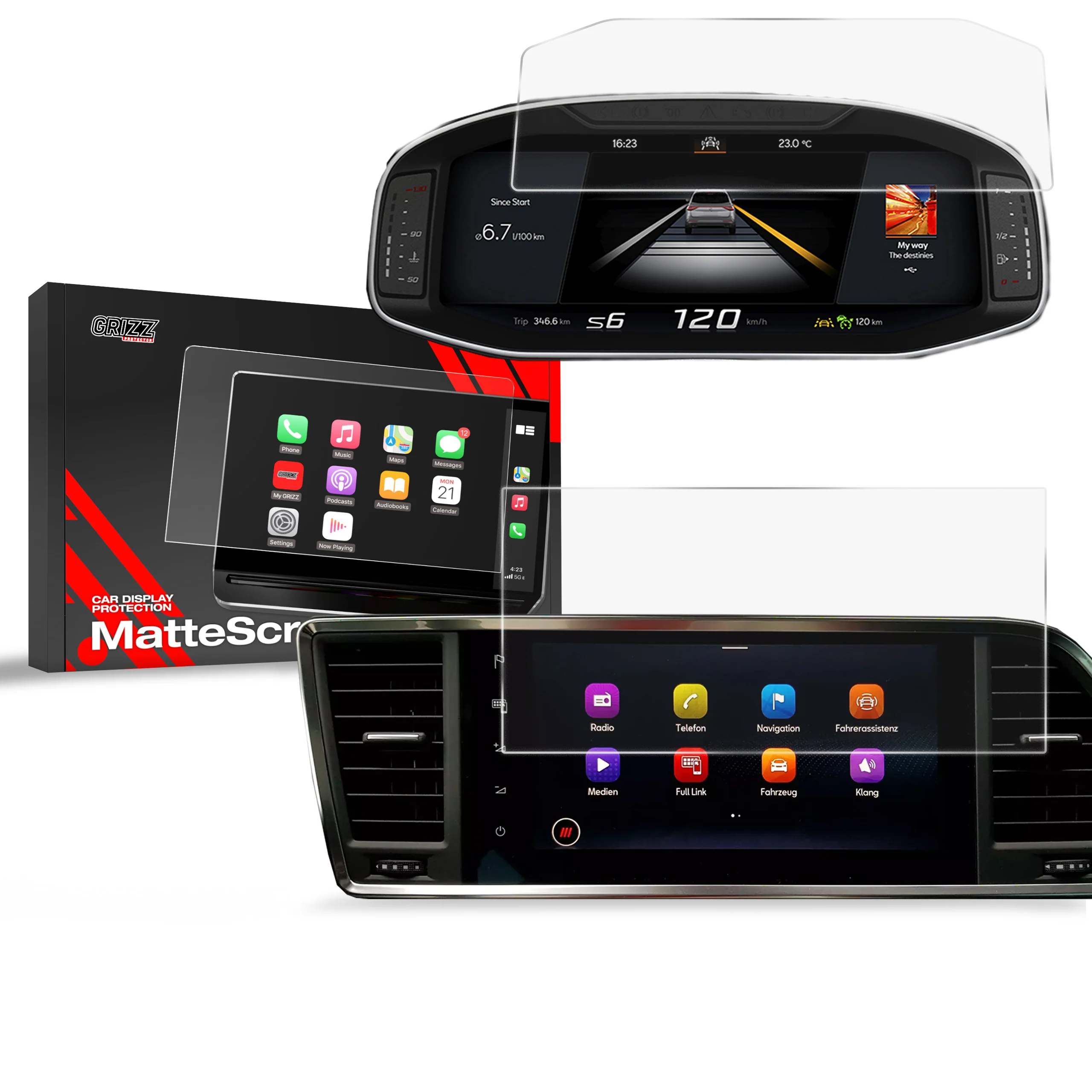 2in1 Displayschutzfolie für Seat Ateca 9,2" (2020-2026) Anti-Fingerprint, Matt