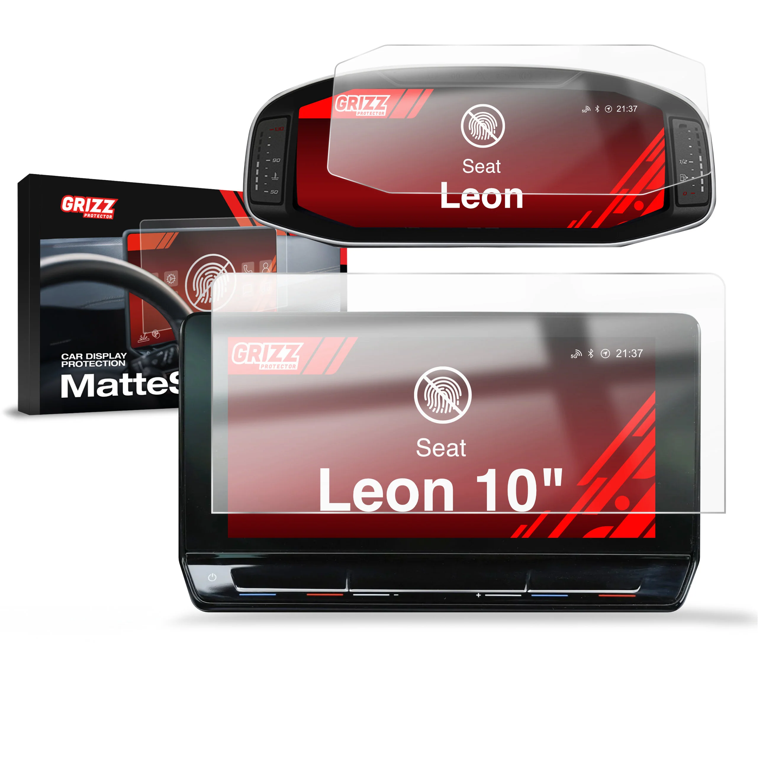 2in1 Displayschutzfolie für Seat Leon 10" (2020-2024) Anti-Fingerprint, Matt