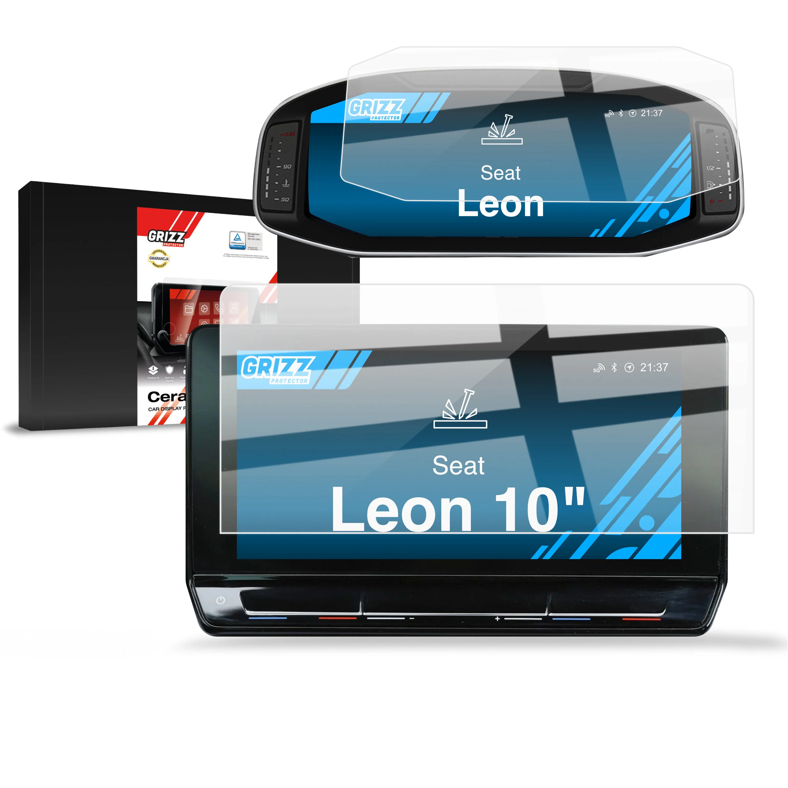 2in1 Displayschutzfolie für Seat Leon 10" (2020-2024) Navi Folie, Kratzfest, Klar