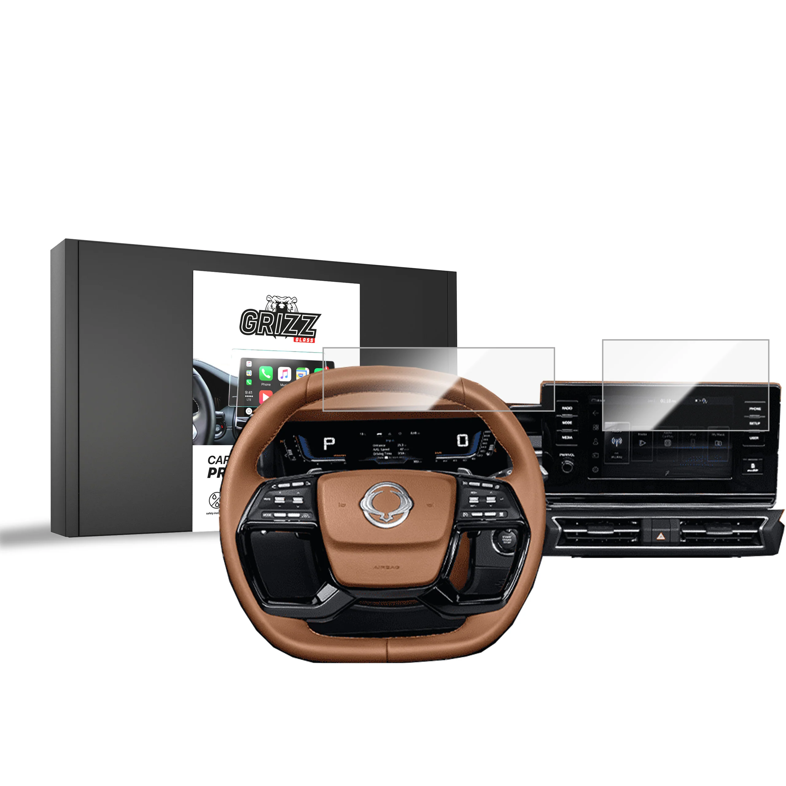 2in1 Displayschutzfolie für SsangYong Torres 9" (2023-2026) Navi Folie, Kratzfest, Klar