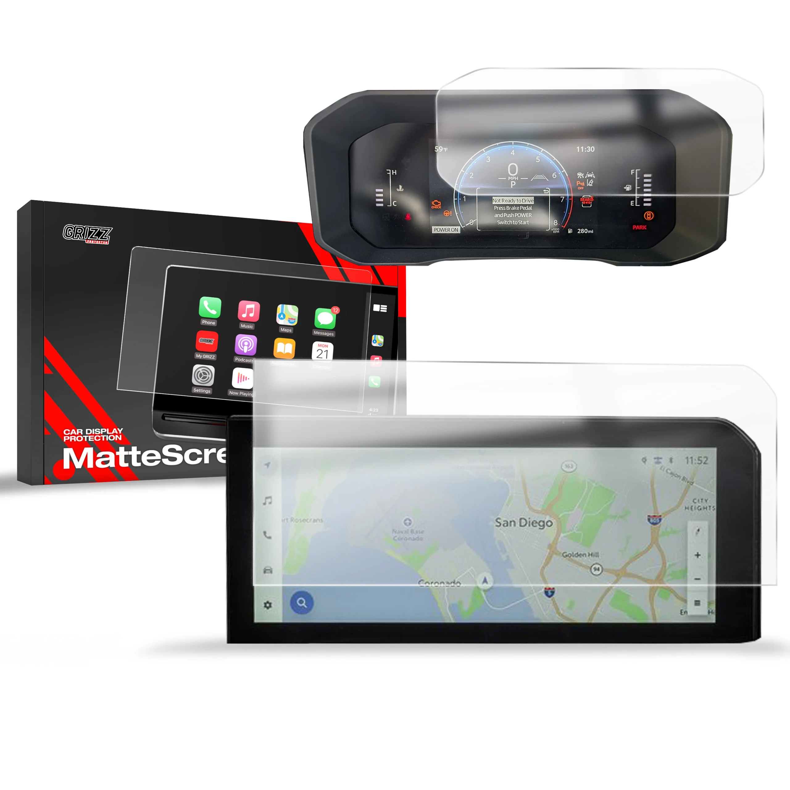 2in1 Displayschutzfolie für Toyota Land Cruiser 8 12,3" (2024-2026) Anti-Fingerprint, Matt