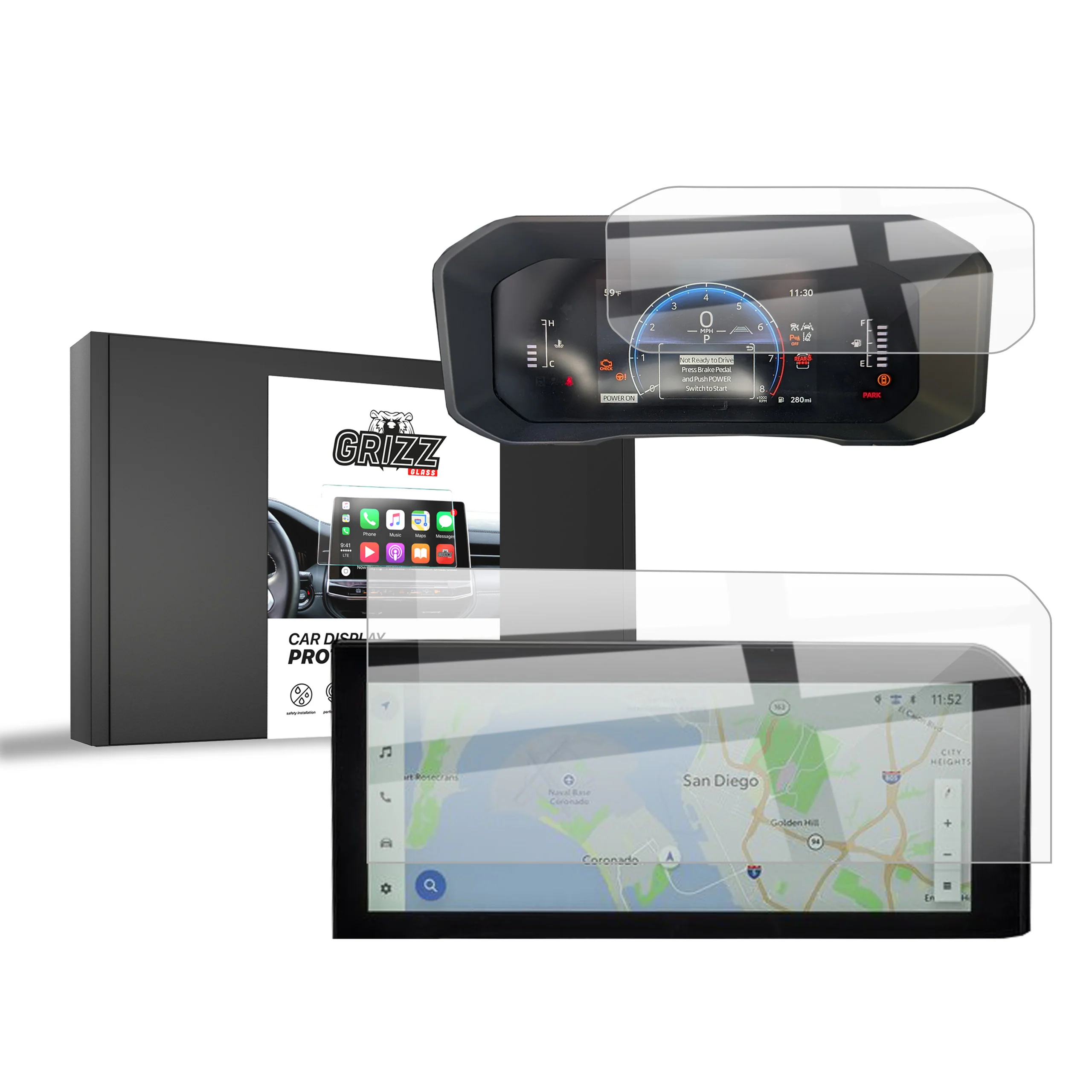 2in1 Displayschutzfolie für Toyota Land Cruiser 8 12,3" (2024-2026) Navi Folie, Kratzfest, Klar