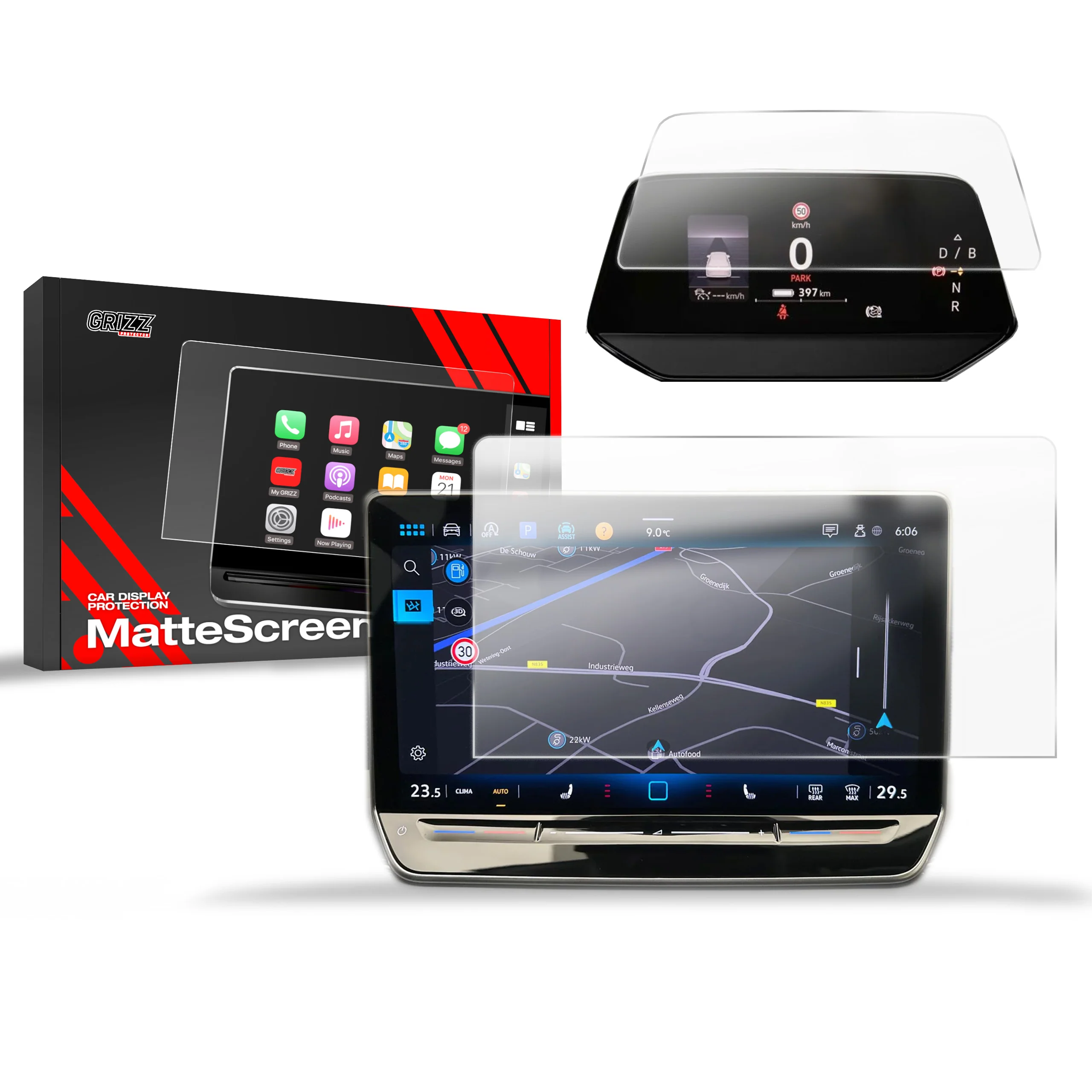 2in1 Displayschutzfolie für Volkswagen VW ID.4 Pro 12,9" (2024-2026) Anti-Fingerprint, Matt