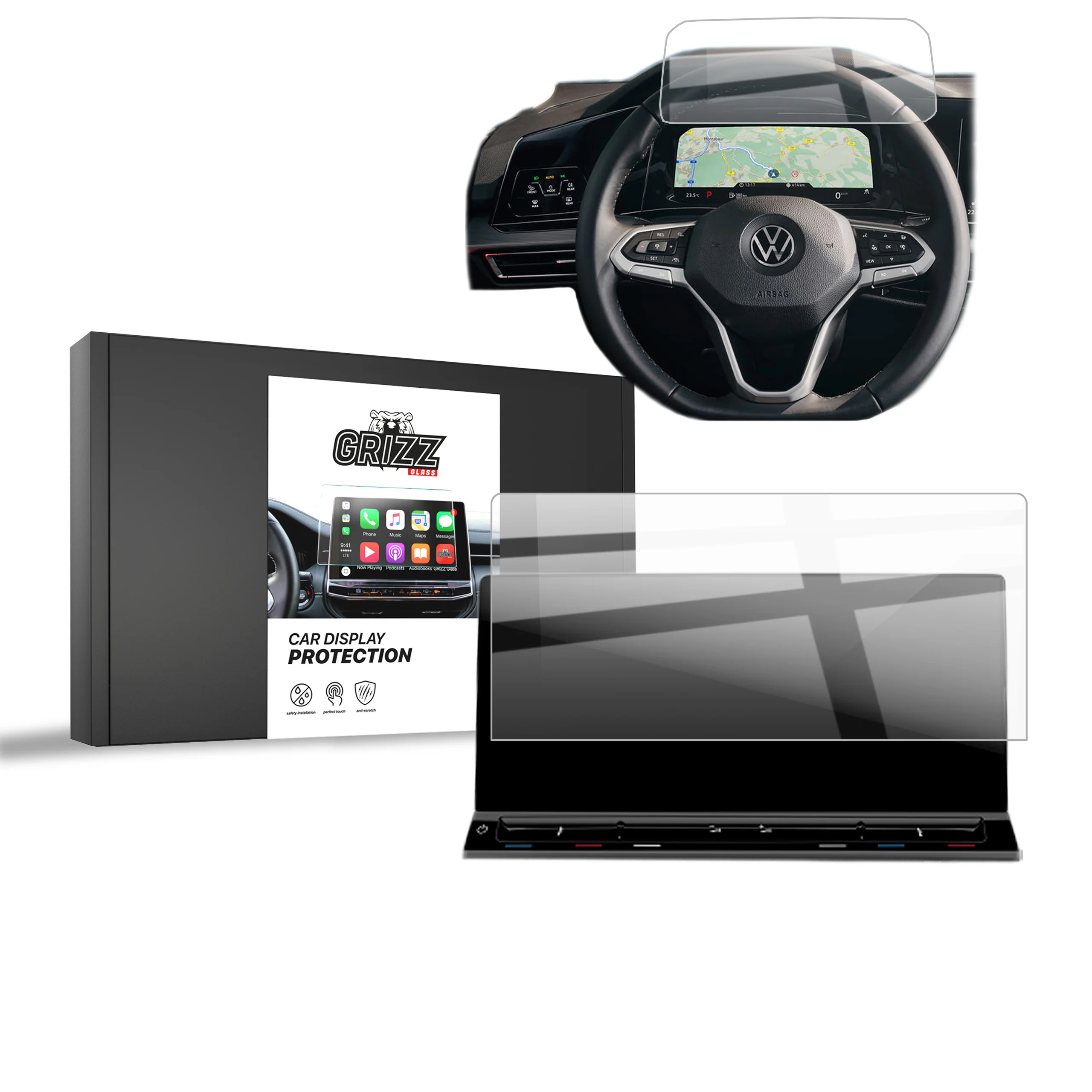 2in1 Displayschutzfolie für Volkswagen VW Transporter T7 Discover Pro 10" (2024-2026) Navi Folie, Kratzfest, Klar