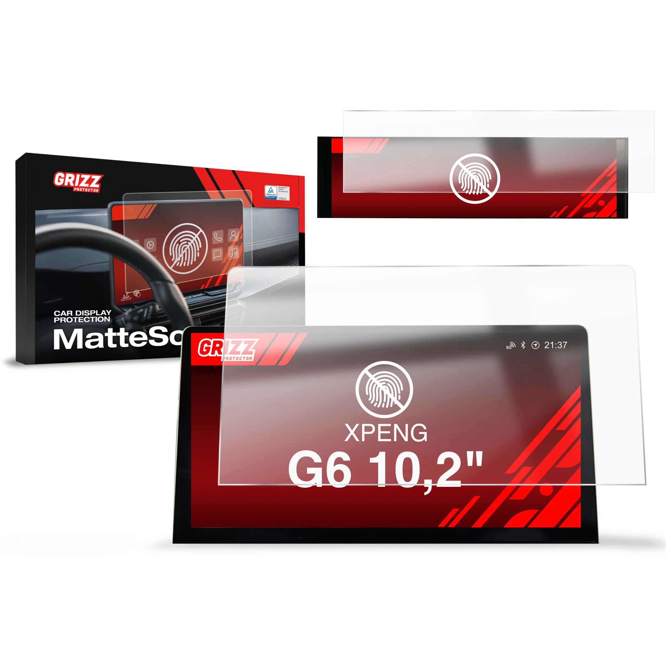 2in1 Displayschutzfolie für XPENG G6 10,2" (2023-2024) Anti-Fingerprint, Matt