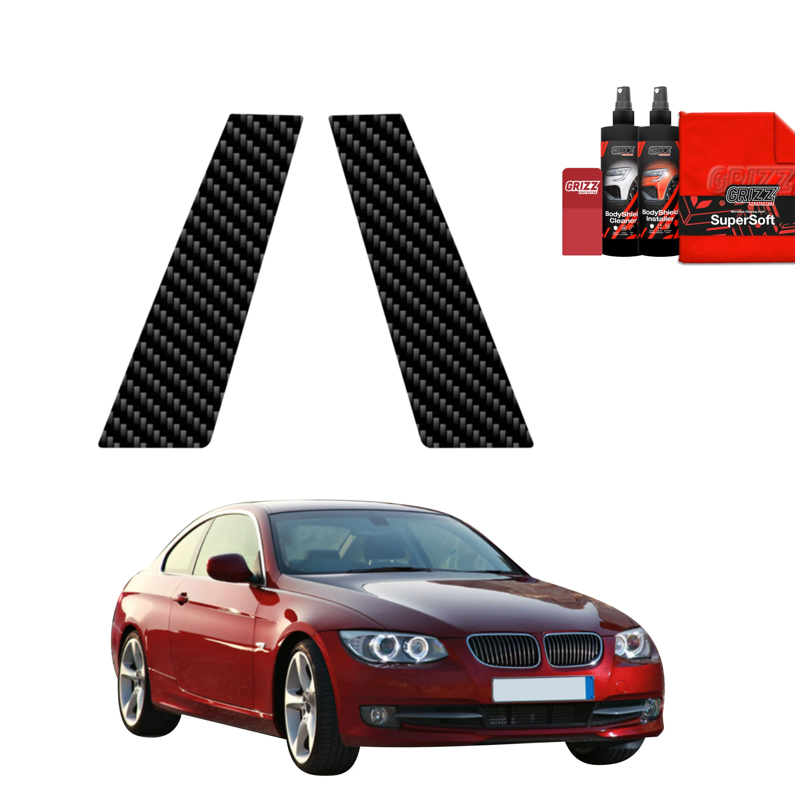 2in1 Kohlenstoff Schutzfolie für B-Säule - BMW 3 E92 Coupe LCI (2010-2013)