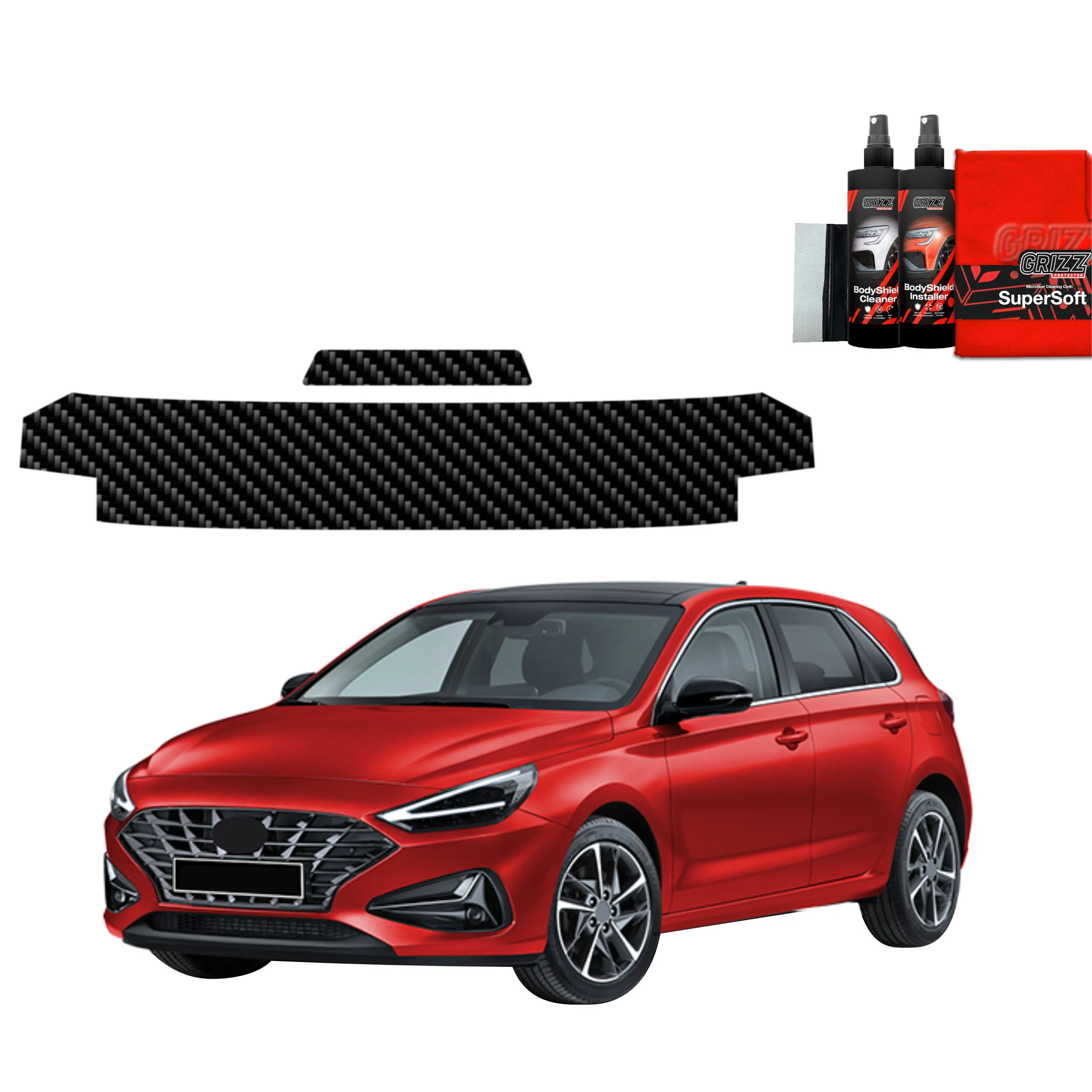 2in1 Kohlenstoff Schutzfolie für Ladekante - Hyundai i30 Hatchback (2020-2026)
