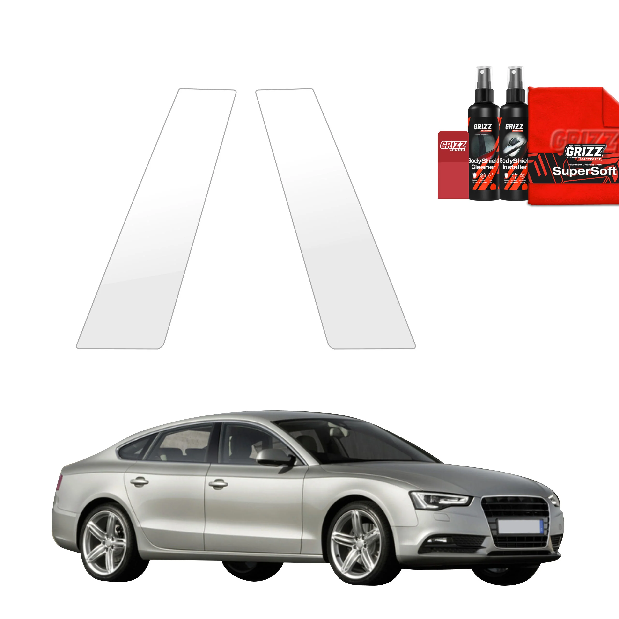 2in1 Schutzfolie für B-C-Säule - Audi A5 8T SUV 5D (2007-2016)