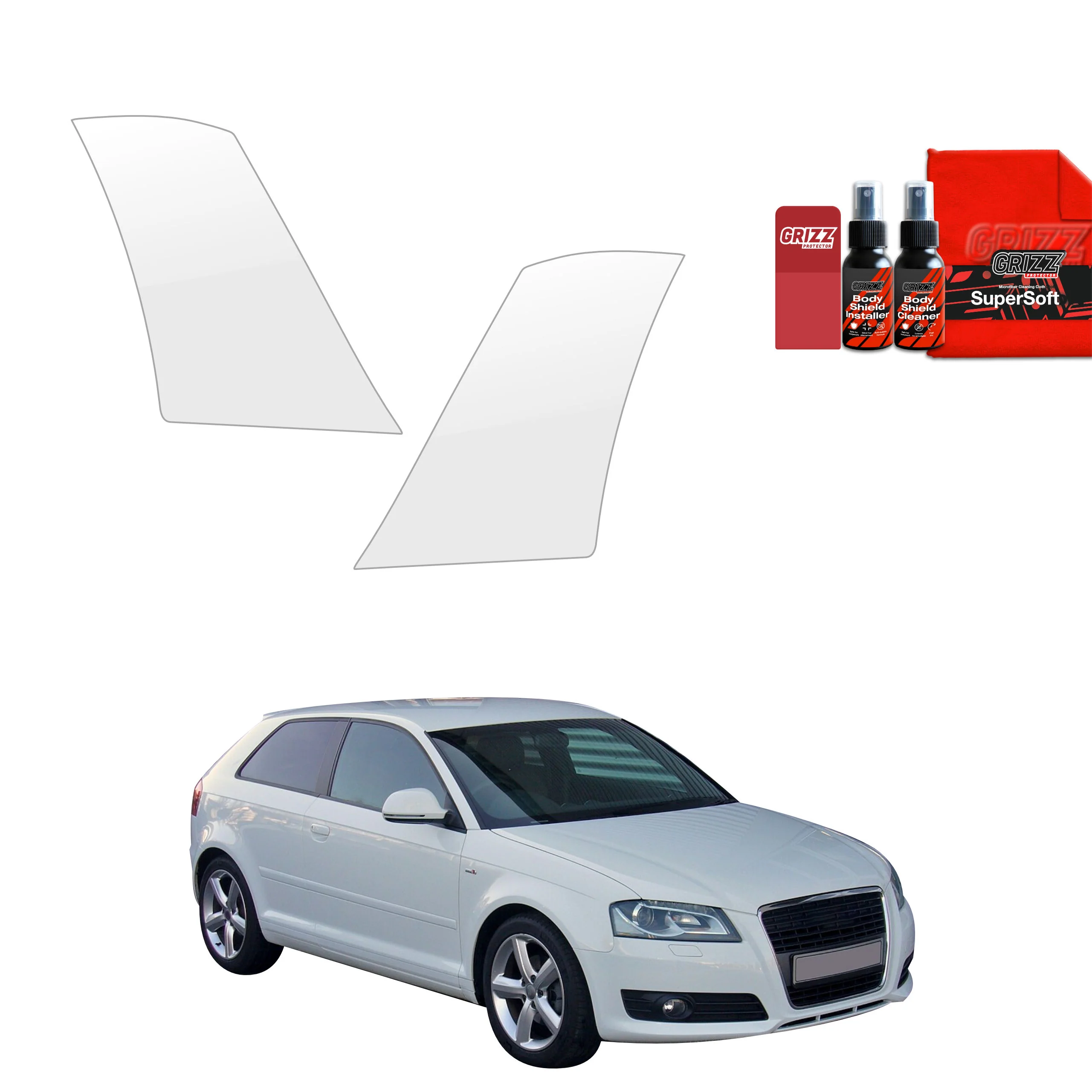 2in1 Schutzfolie für hinteren Seitenschweller - Audi A3 8P Hatchback 3D (2003-2008)