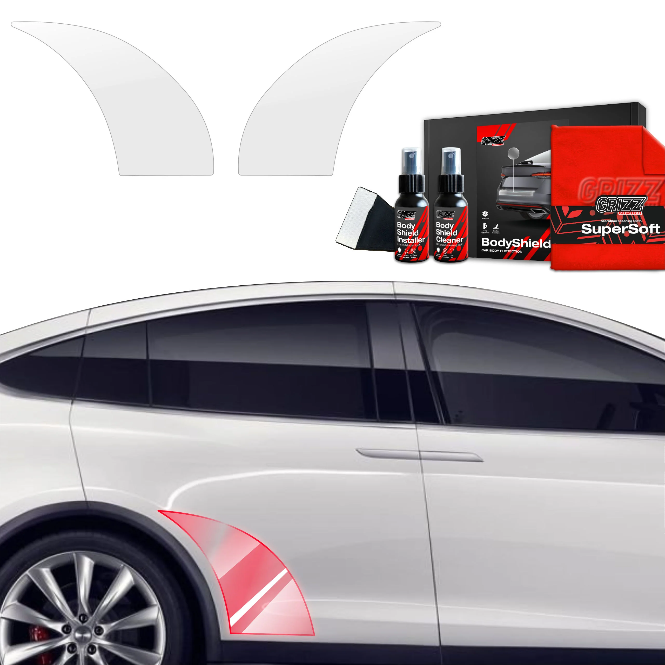 2in1 Schutzfolie für hinteren Seitenschweller - Tesla Model X (2021-2026)