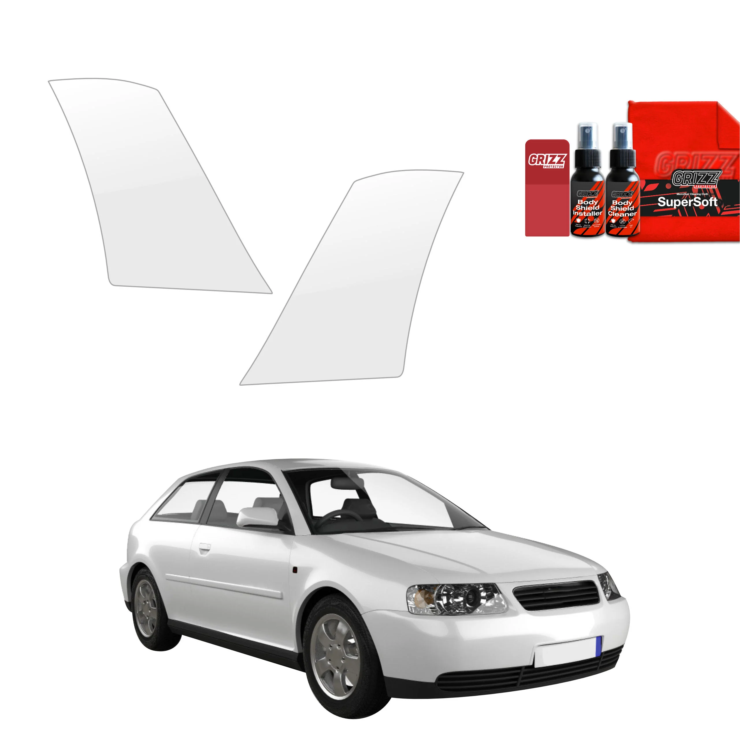 2in1 Schutzfolie für hinteren & vorderen Seitenschwelle - Audi A3 8L Hatchback 3D (1996-2003)