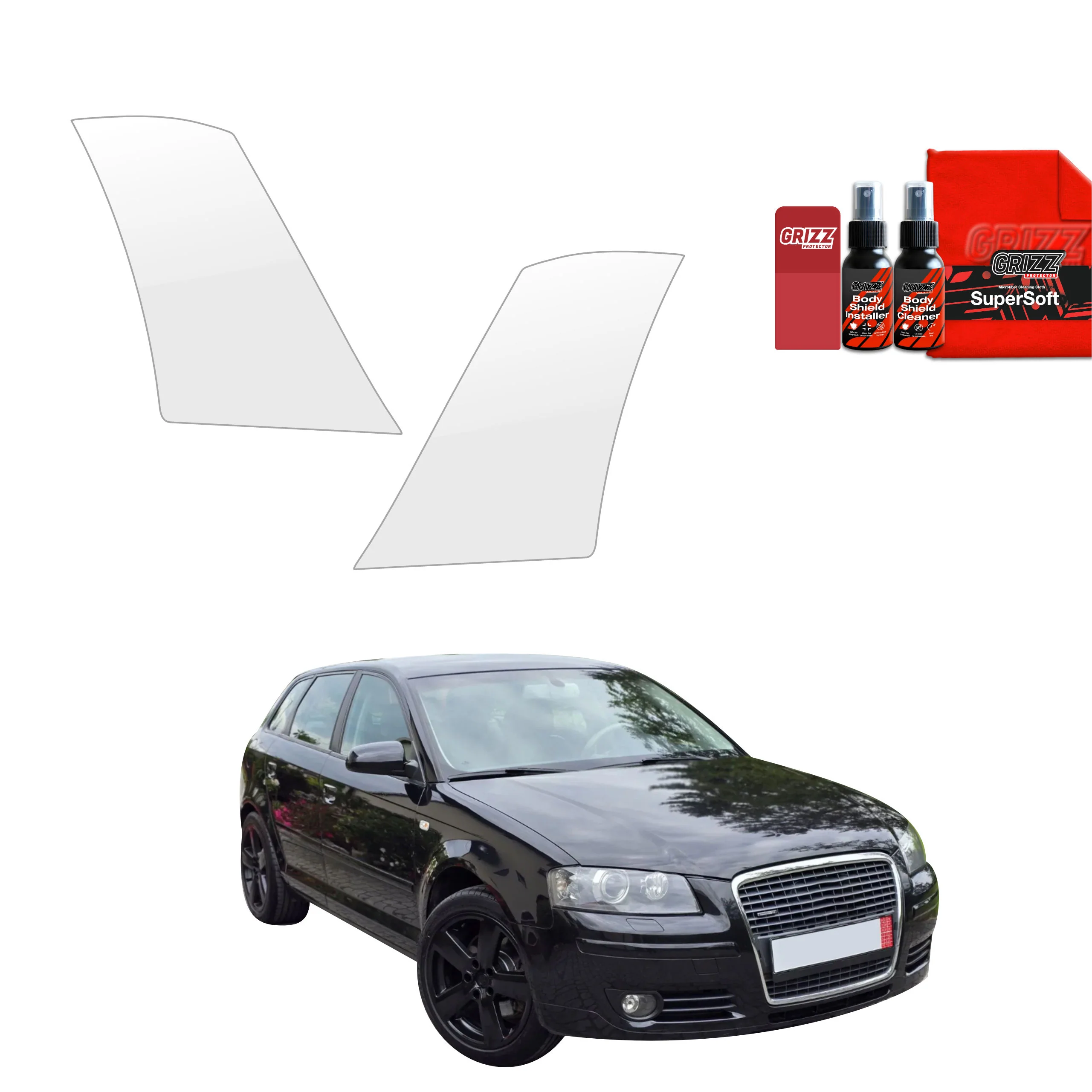 2in1 Schutzfolie für hinteren & vorderen Seitenschwelle - Audi A3 8P Hatchback 5D (2003-2008)