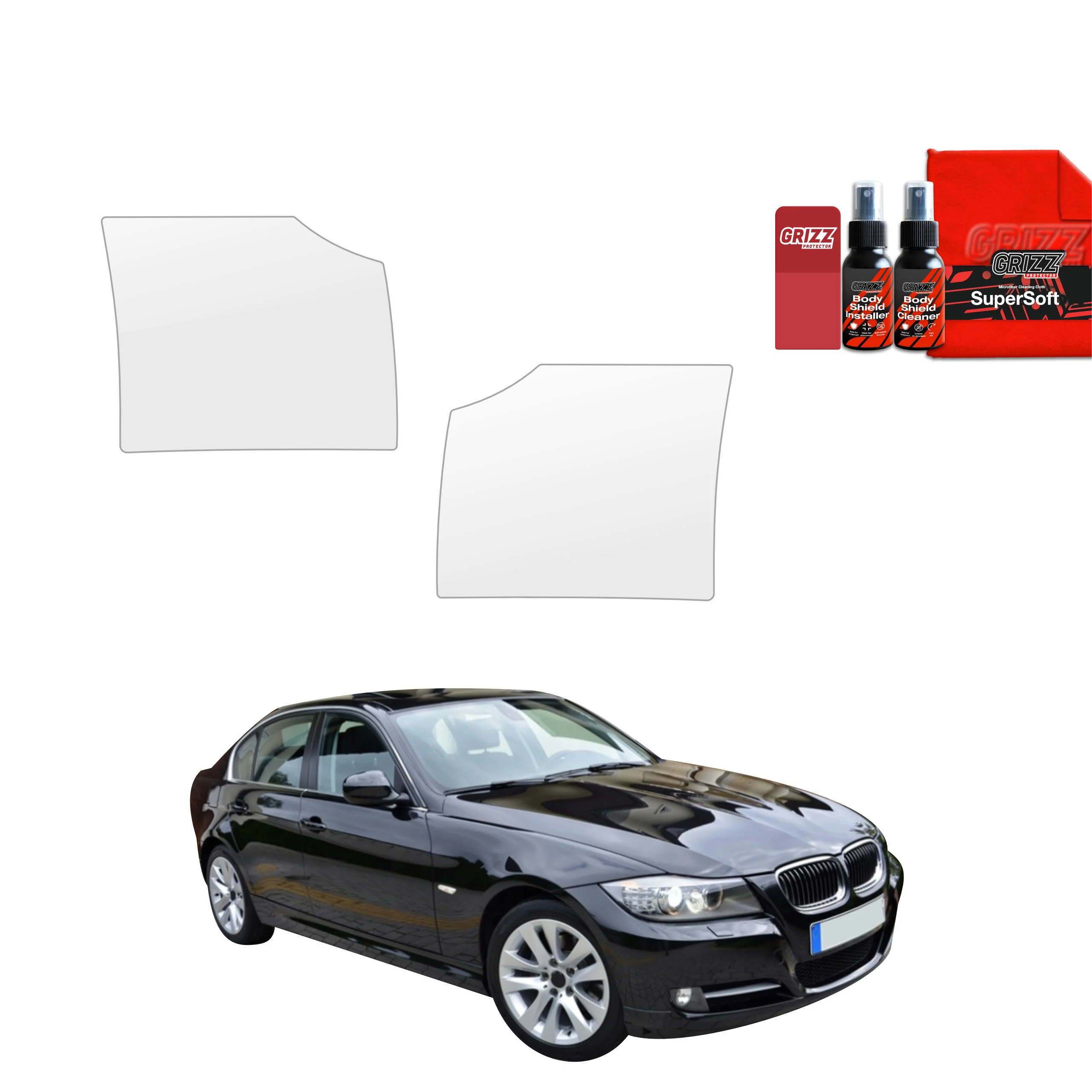 2in1 Schutzfolie für hinteren & vorderen Seitenschwelle - BMW 3 E90 Sedan LCI (2008-2012)